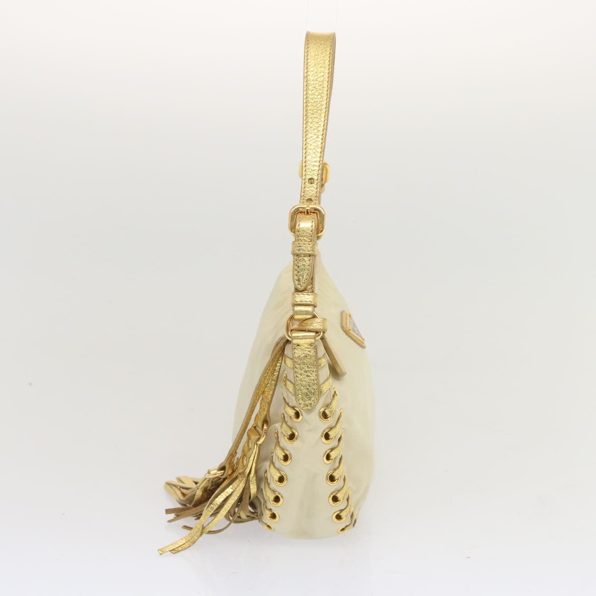 Prada Jacquard Beige Synthetic Handbag (Pre-Owned) Size ONE SIZE - 9 Thumbnail