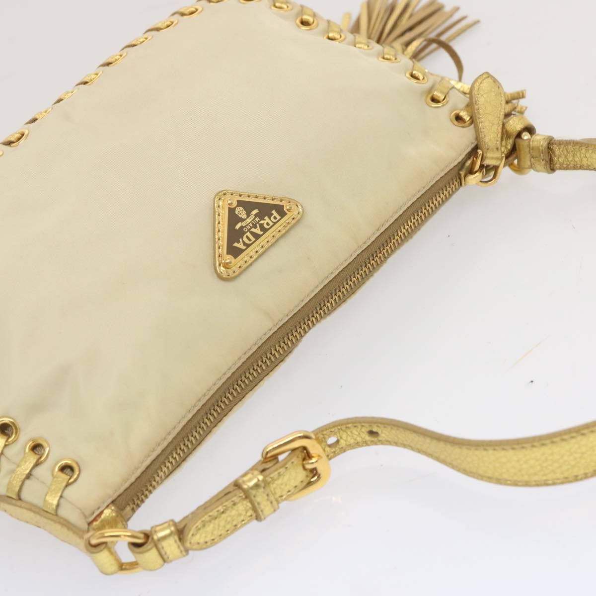 Prada Jacquard Beige Synthetic Handbag (Pre-Owned) Size ONE SIZE - 11 Thumbnail