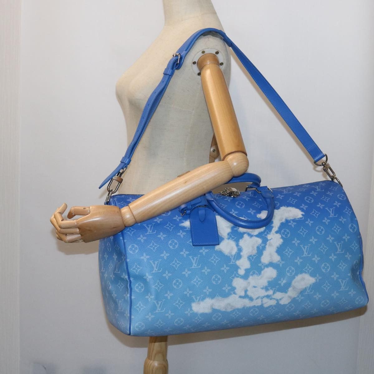 Louis Vuitton Keepall Bandouliere 50 Blue Canvas Travel Bag (Pre-Owned) Size ONE SIZE - 7 Thumbnail