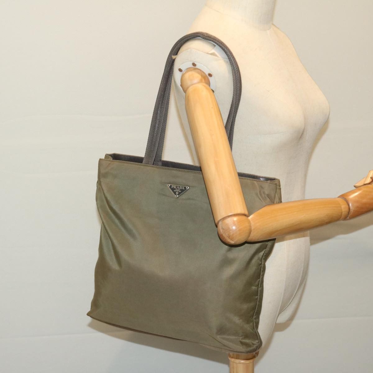 Prada Tessuto Khaki Synthetic Tote Bag (Pre-Owned) Size ONE SIZE - 8 Thumbnail