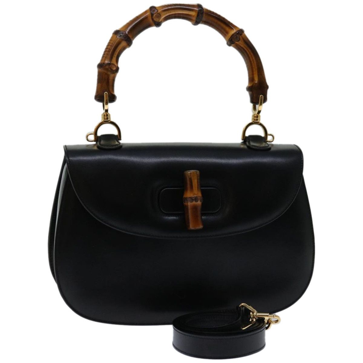 Gucci Bamboo Black Leather Handbag (Pre-Owned) Size ONE SIZE - 13 Thumbnail