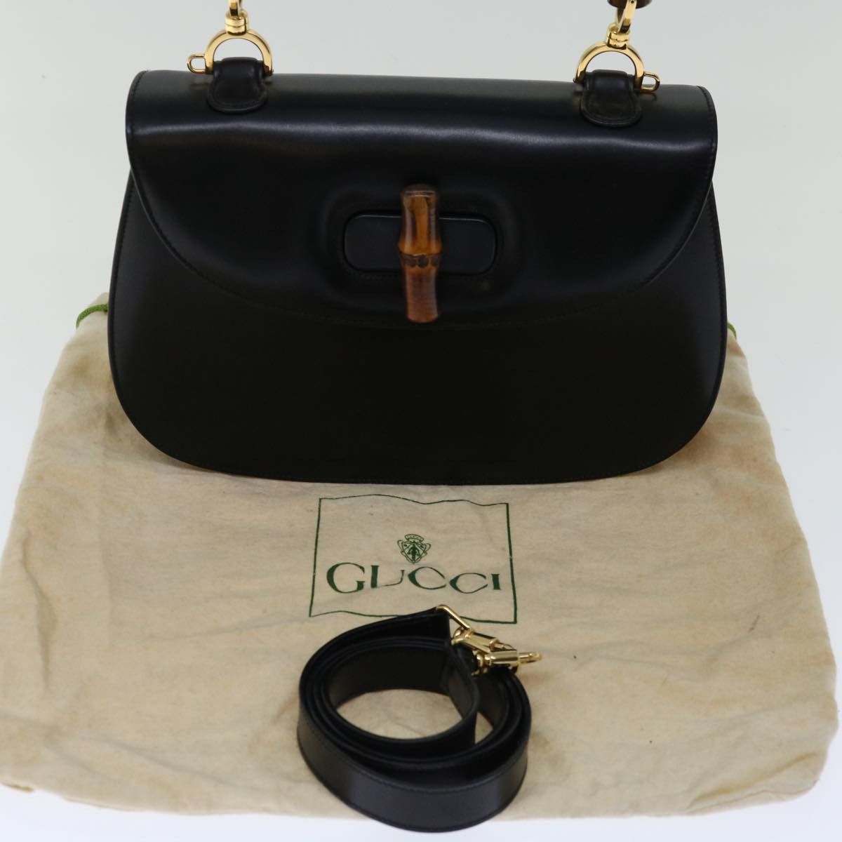 Gucci Bamboo Black Leather Handbag (Pre-Owned) Size ONE SIZE - 9 Thumbnail