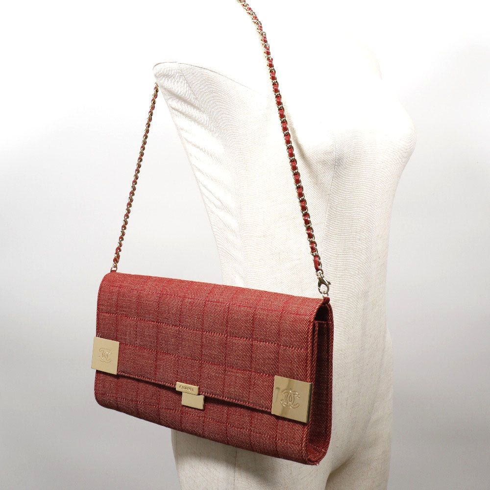 Chanel Chocolate Bar Red Canvas Shoulder Bag (Pre-Owned) Size ONE SIZE - 6 Thumbnail