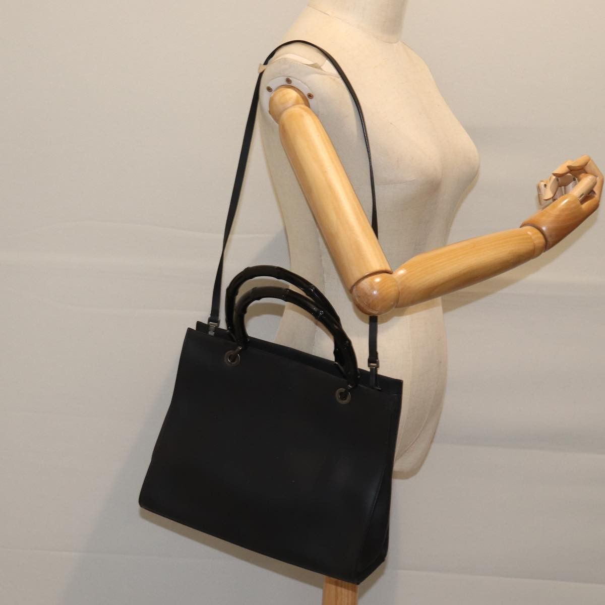 Gucci Bamboo Black Leather Handbag (Pre-Owned) Size ONE SIZE - 7 Thumbnail