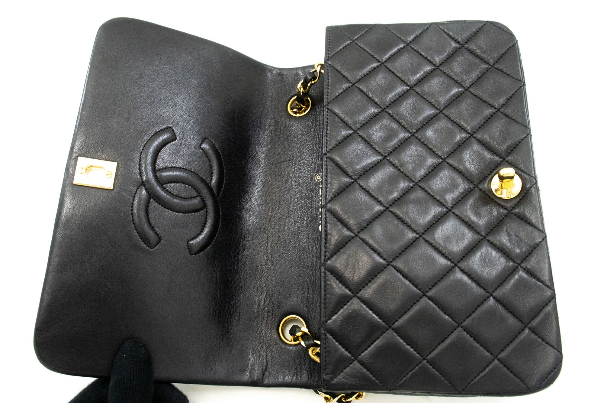 Chanel Full Flap Black Leather Shoulder Bag (Pre-Owned) Size ONE SIZE - 11 Thumbnail