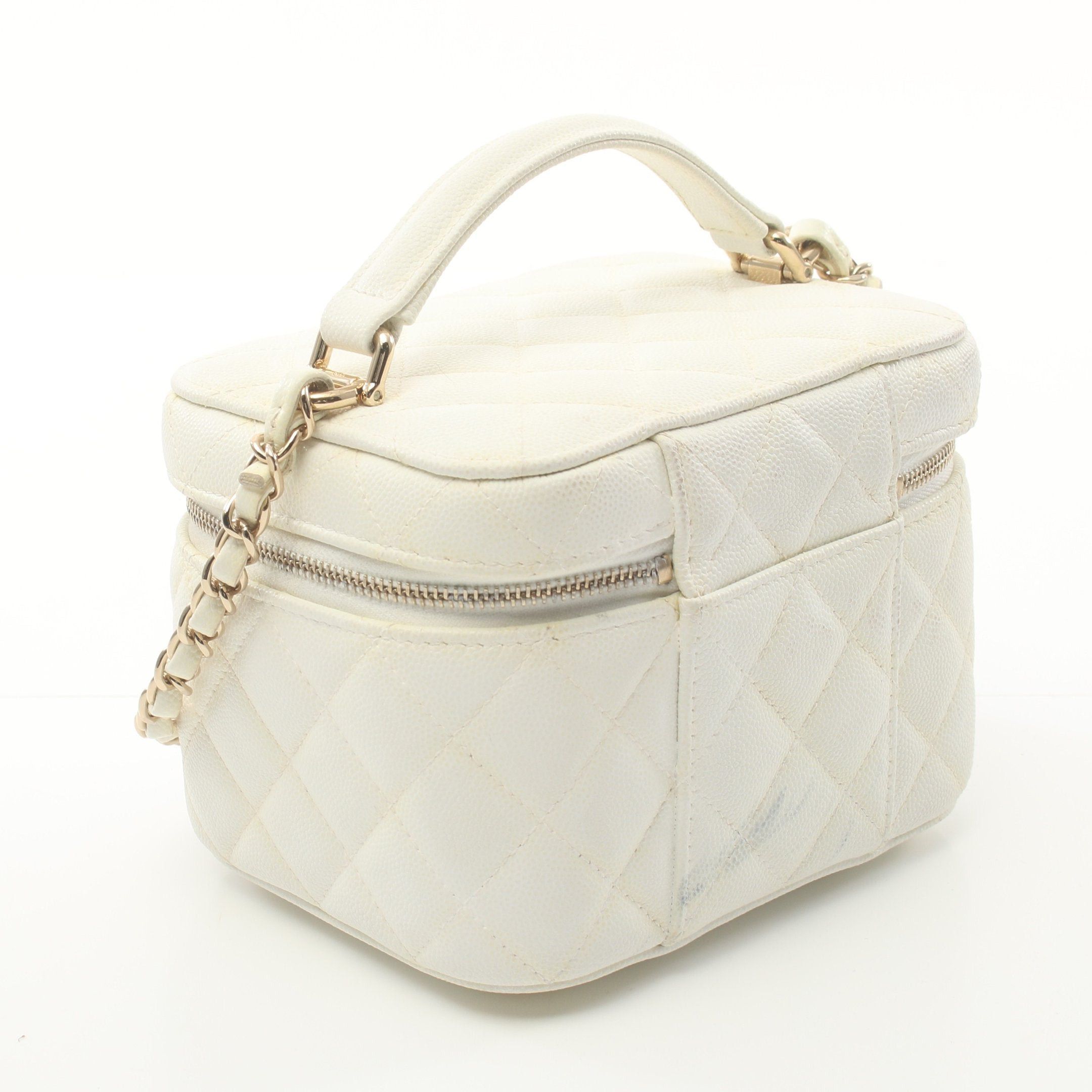 Chanel Chanel Matelasse Handbag Vanity Bag Caviar Skin White Gold Hardware Size ONE SIZE - 2 Thumbnail