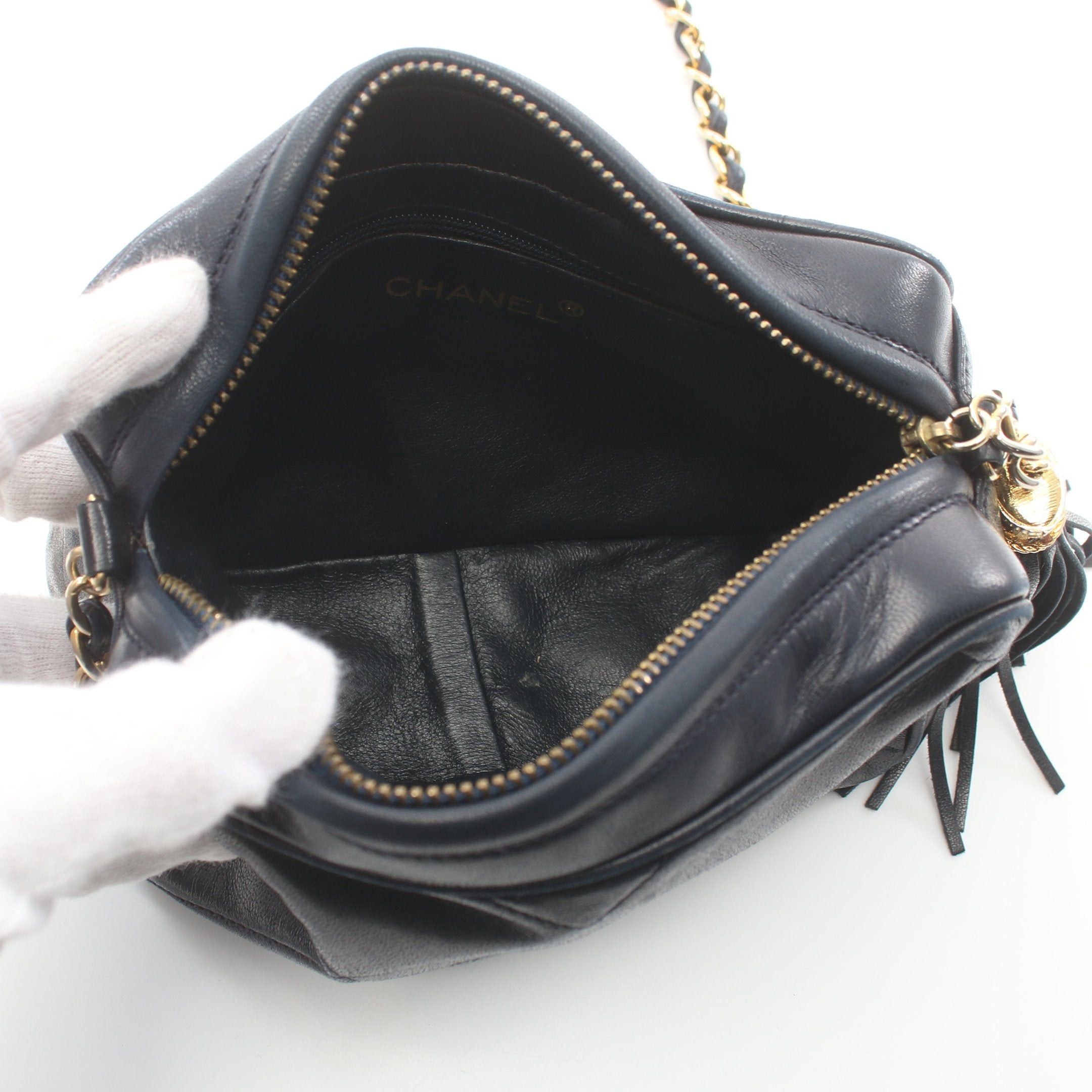 Chanel Chanel Matelasse Chain Shoulder Bag Lambskin Dark Navy Gold Hardware Tassel Size ONE SIZE - 3 Thumbnail