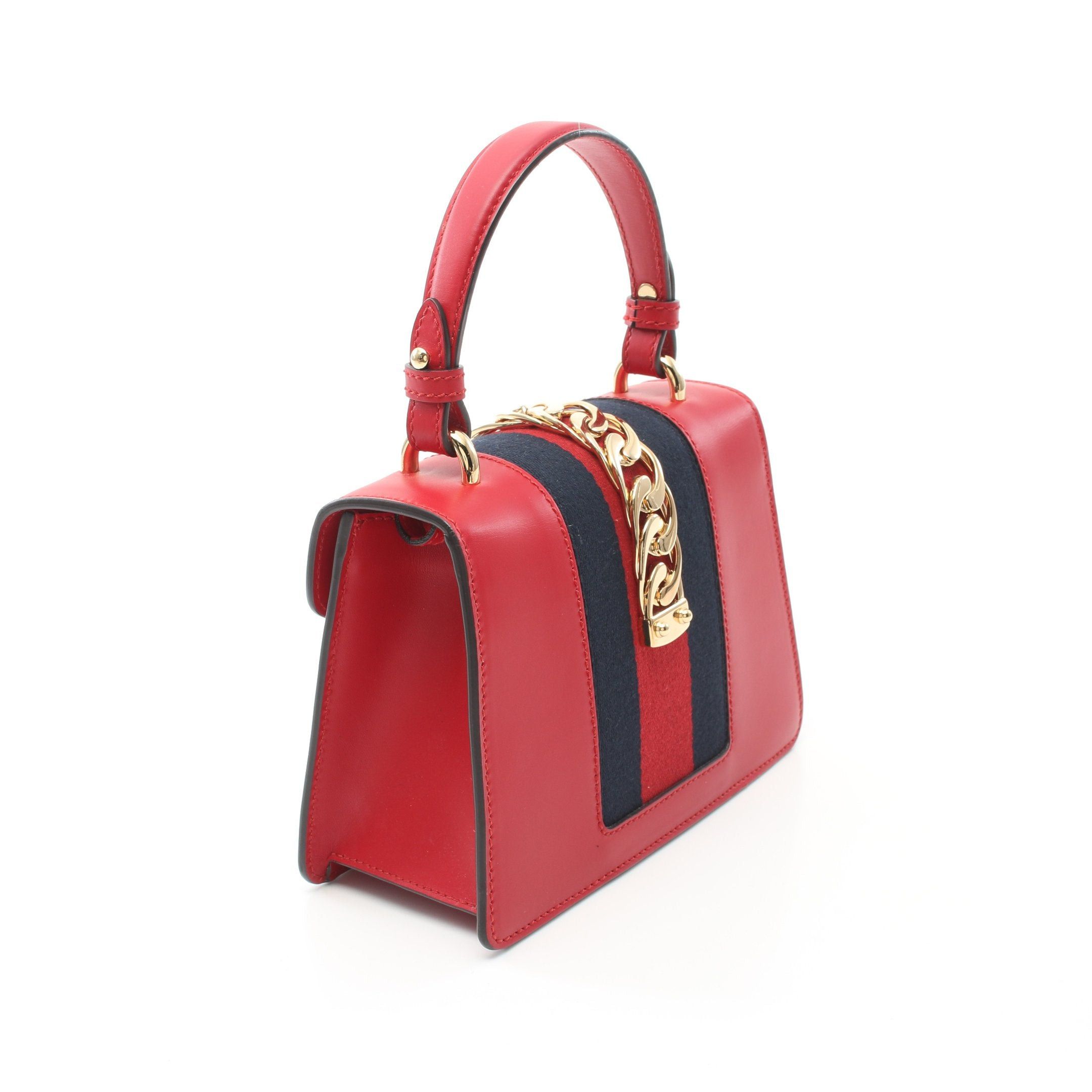 Gucci Gucci Sylvie Sherry Line Handbag Leather Red Multicolor Size ONE SIZE - 2 Thumbnail