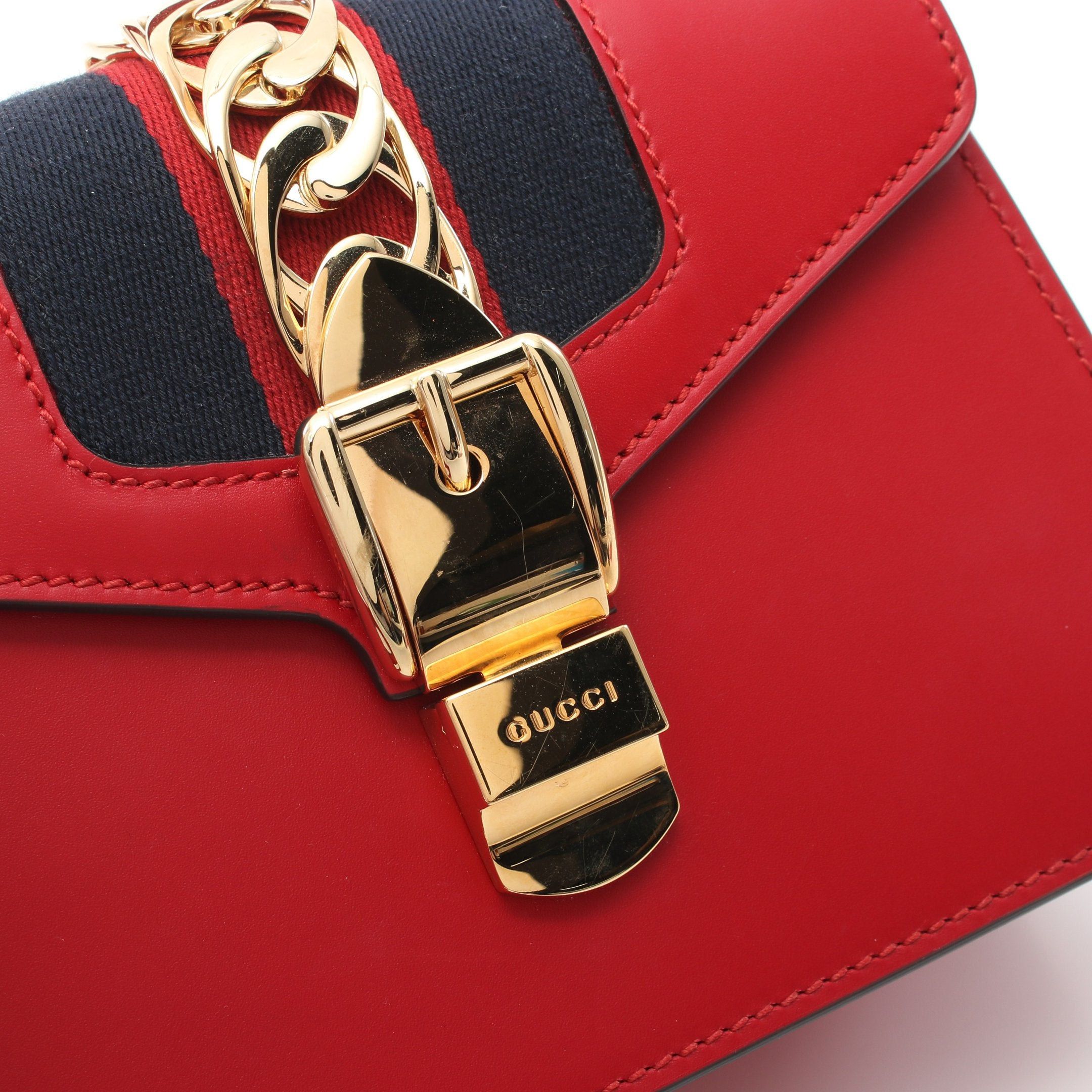Gucci Gucci Sylvie Sherry Line Handbag Leather Red Multicolor Size ONE SIZE - 6 Thumbnail