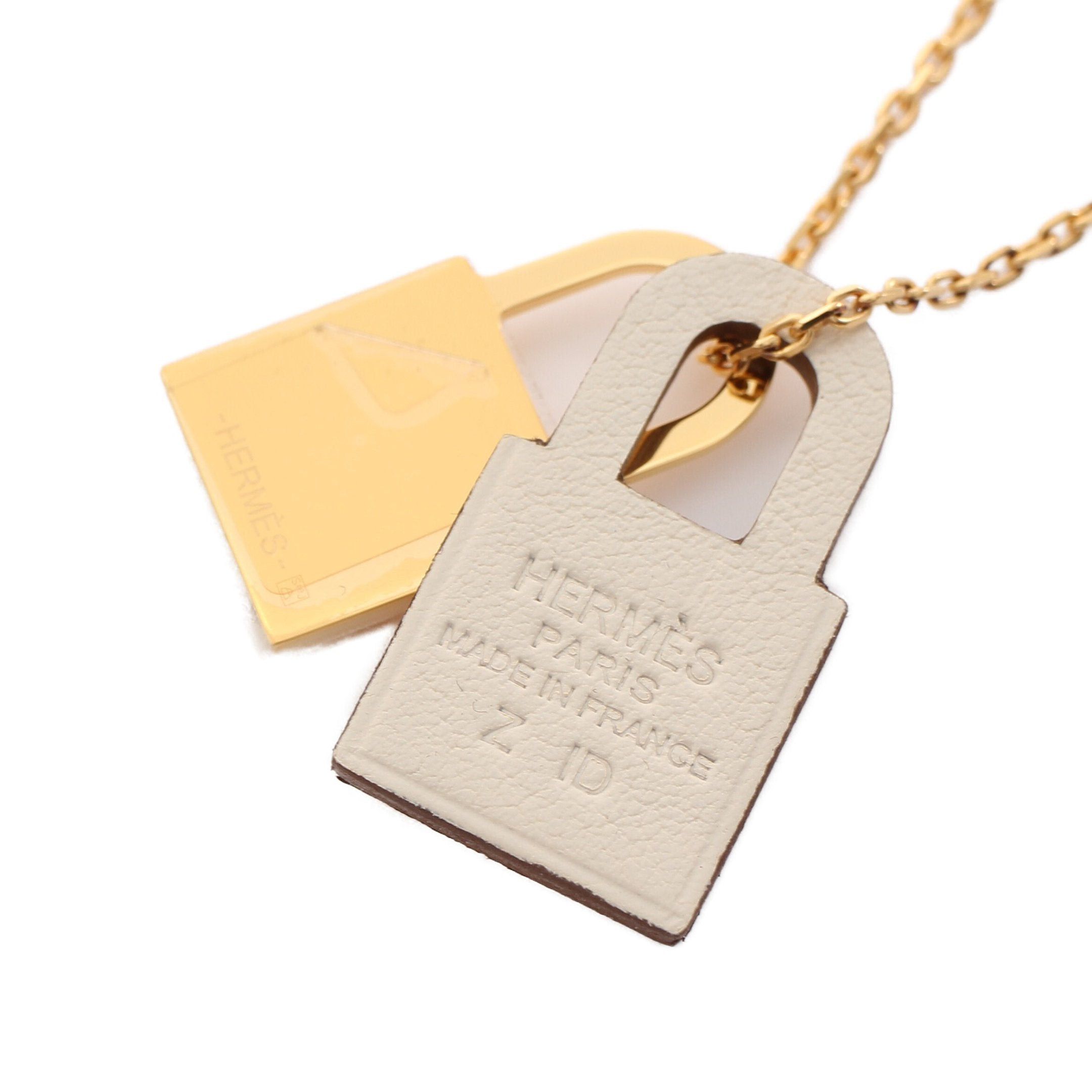 Hermes Hermes Okelley Necklace Gp Veau Swift Gold White Z Stamp Size ONE SIZE - 2 Thumbnail