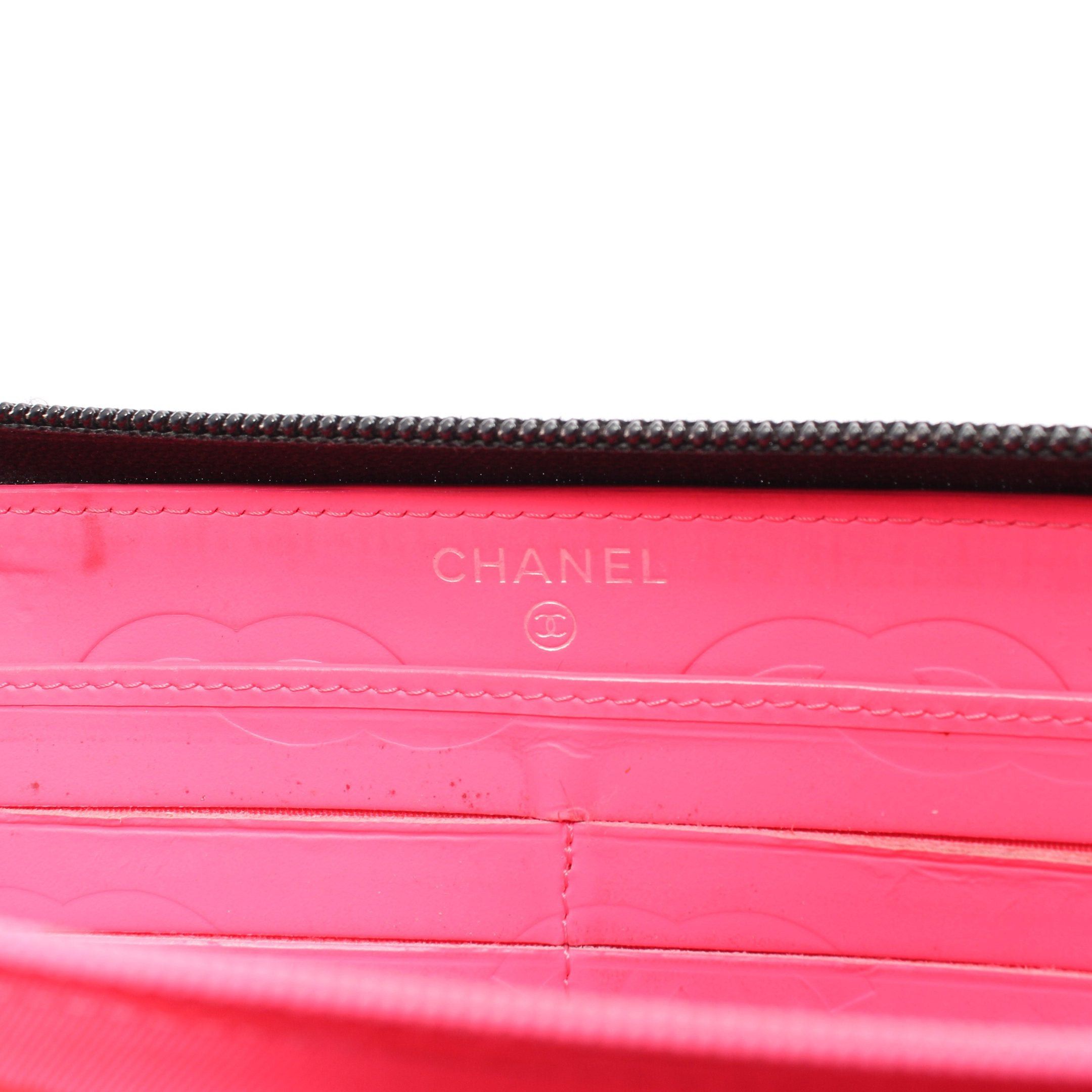 Chanel Chanel Cambon Line Round Zipper Long Wallet Leather Patent Black Silver Hardware Size ONE SIZE - 4 Thumbnail