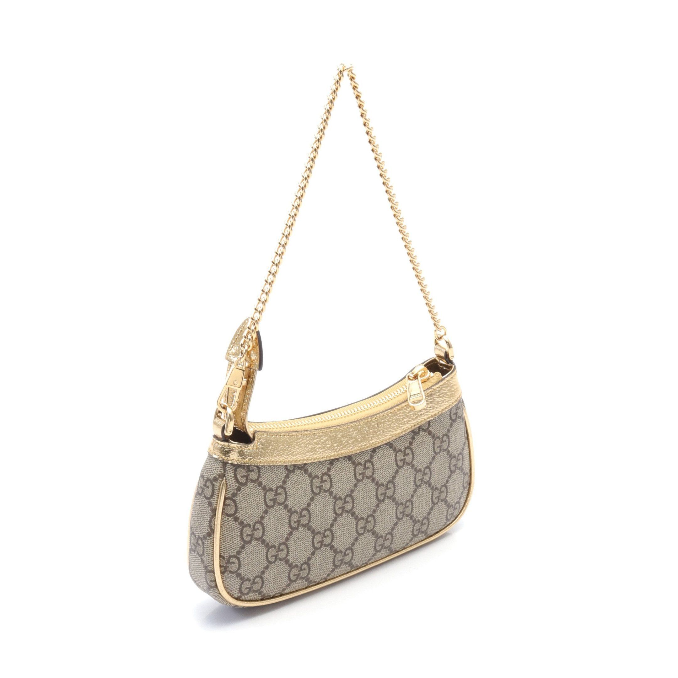 Gucci Gucci Ophidia Mini Bag Gg Supreme Chain Handbag Leather Beige Dark Brown Gold Size ONE SIZE - 2 Thumbnail