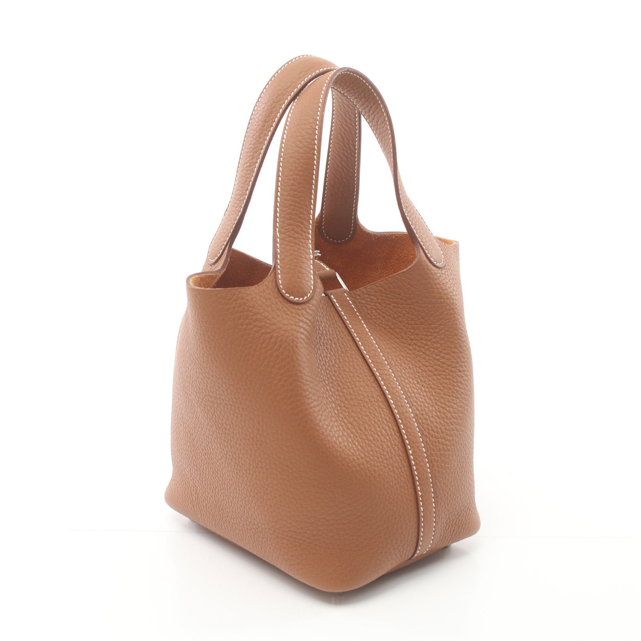 Hermes Hermes Picotan Lock Pm Gold Handbag Clemence Leather Brown Silver Hardware Double Engraved Size ONE SIZE - 2 Thumbnail