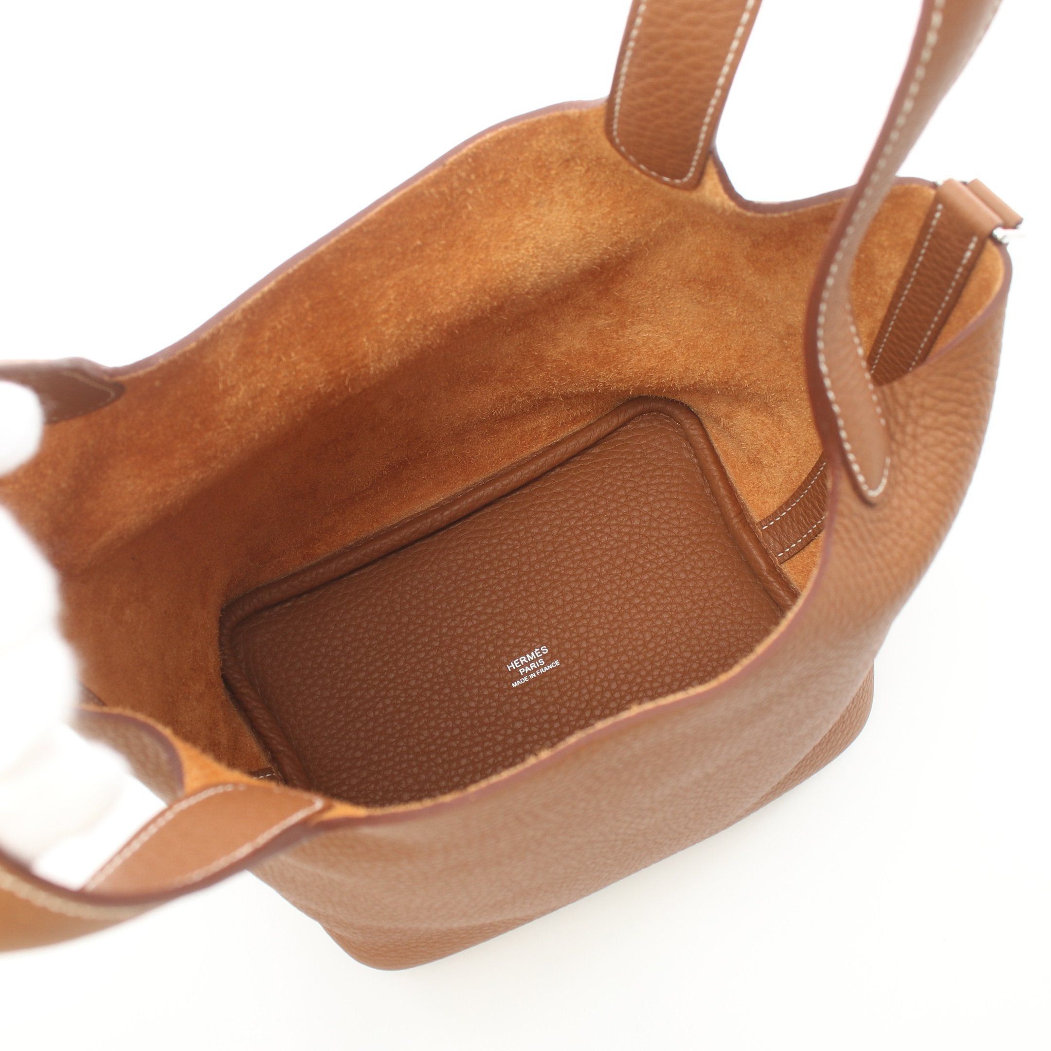 Hermes Hermes Picotan Lock Pm Gold Handbag Clemence Leather Brown Silver Hardware Double Engraved Size ONE SIZE - 3 Thumbnail