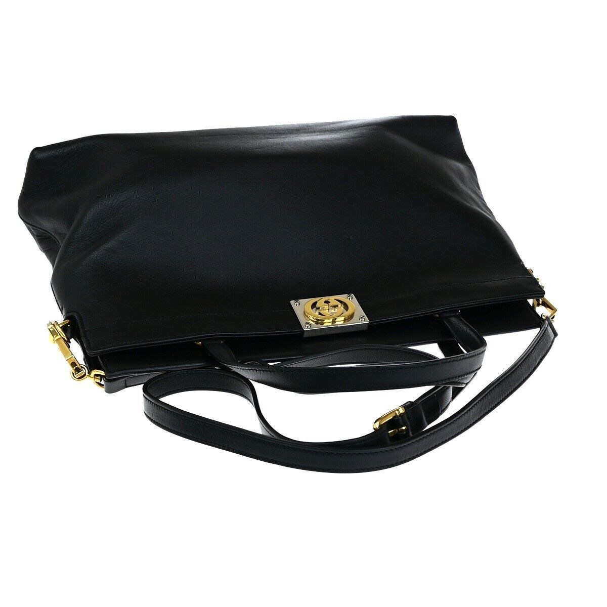 Gucci Interlocking G Black Leather Handbag (Pre-Owned) Size ONE SIZE - 4 Thumbnail