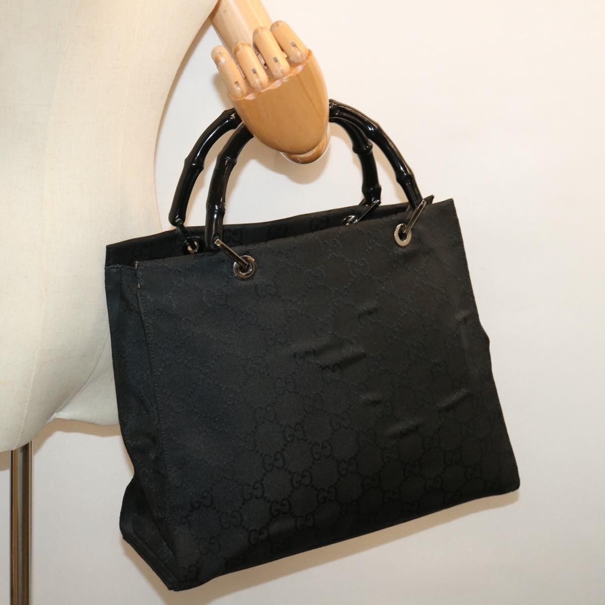 Gucci Bamboo Black Canvas Tote Bag (Pre-Owned) Size ONE SIZE - 6 Thumbnail