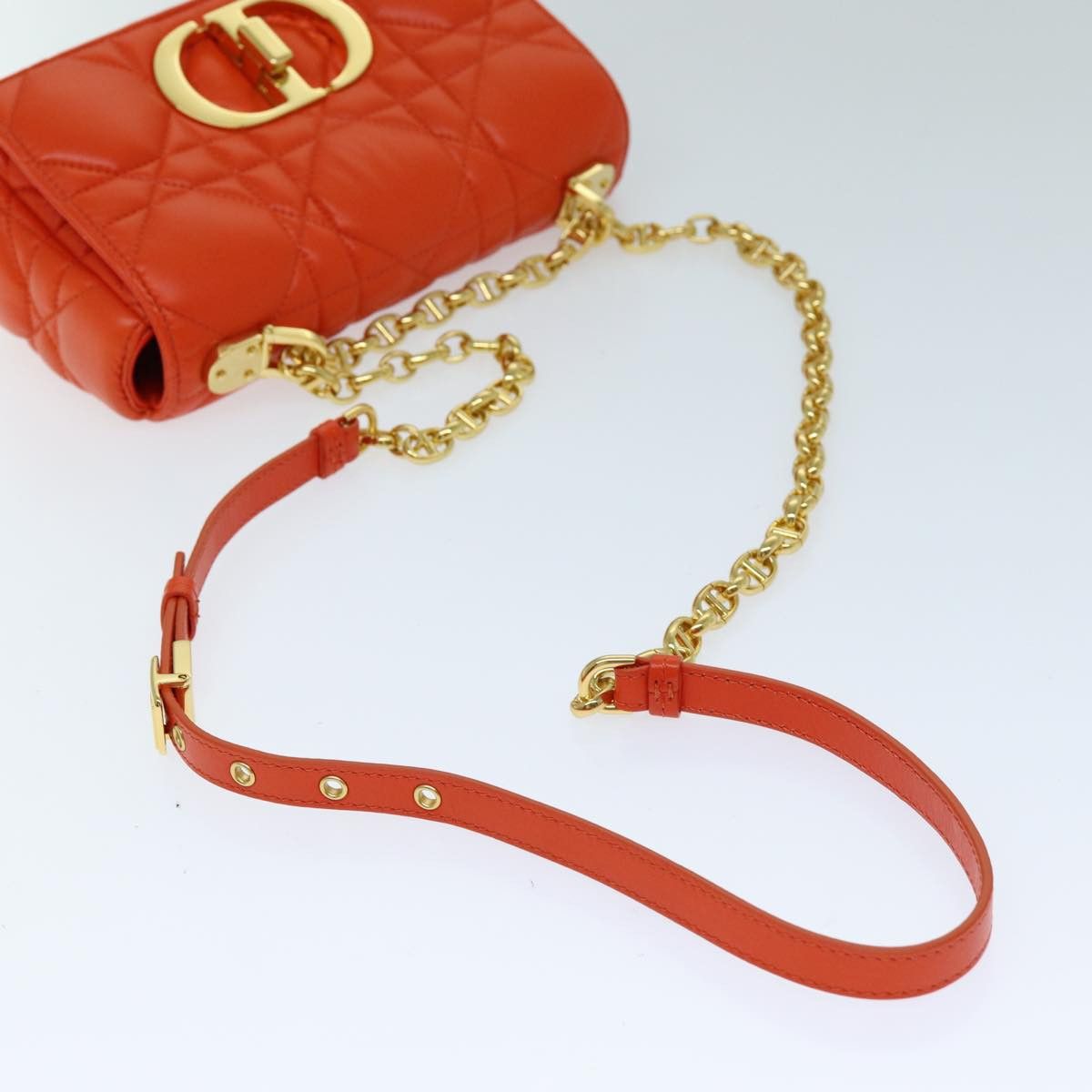 Dior Caro Orange Leather Shoulder Bag (Pre-Owned) Size ONE SIZE - 11 Thumbnail