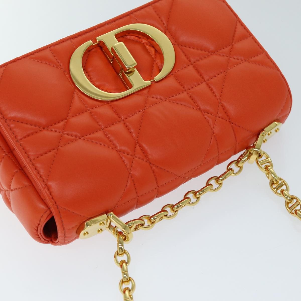 Dior Caro Orange Leather Shoulder Bag (Pre-Owned) Size ONE SIZE - 4 Thumbnail