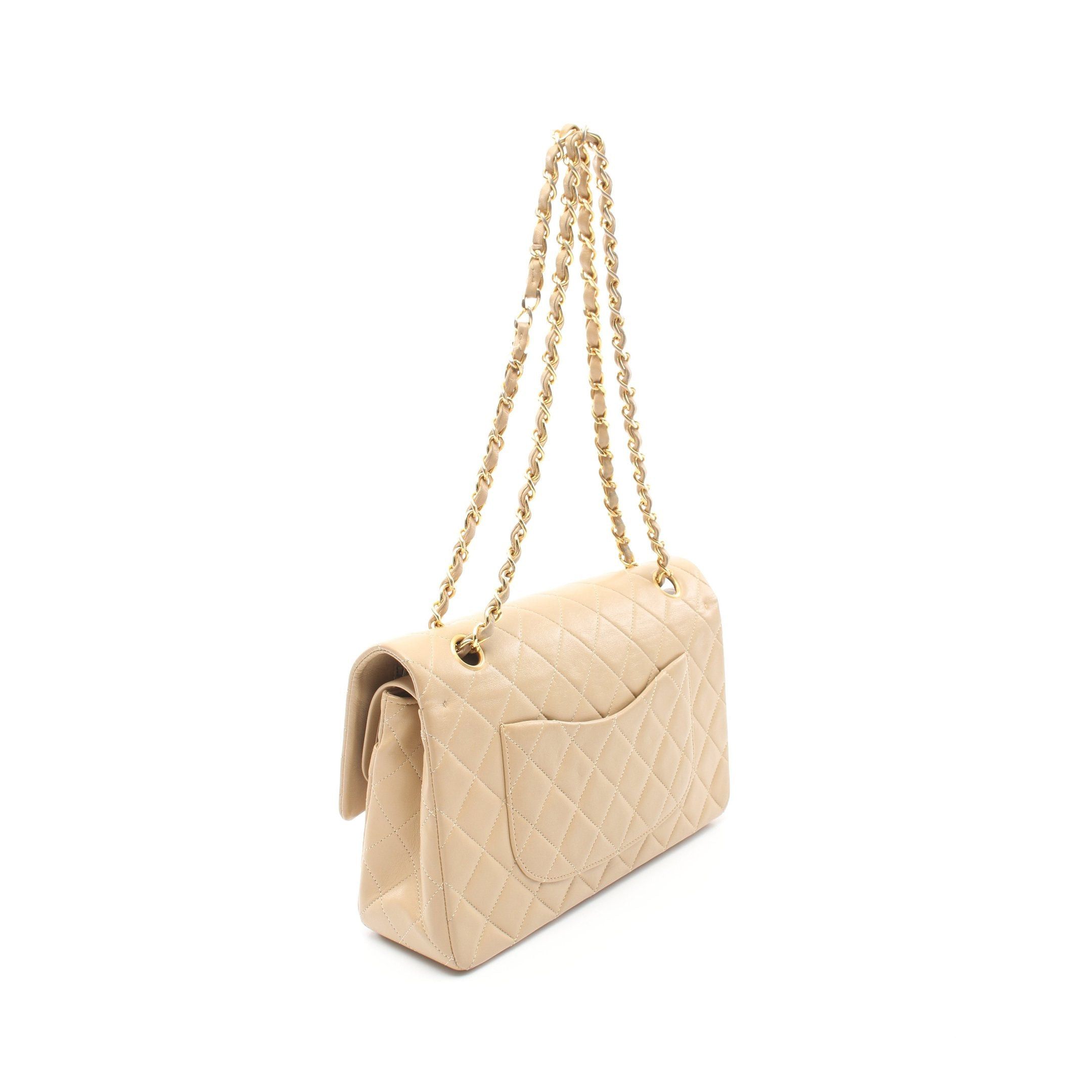 Chanel Chanel Matelasse Double Flap Chain Shoulder Bag Lambskin Beige Gold Hardware Size ONE SIZE - 2 Thumbnail