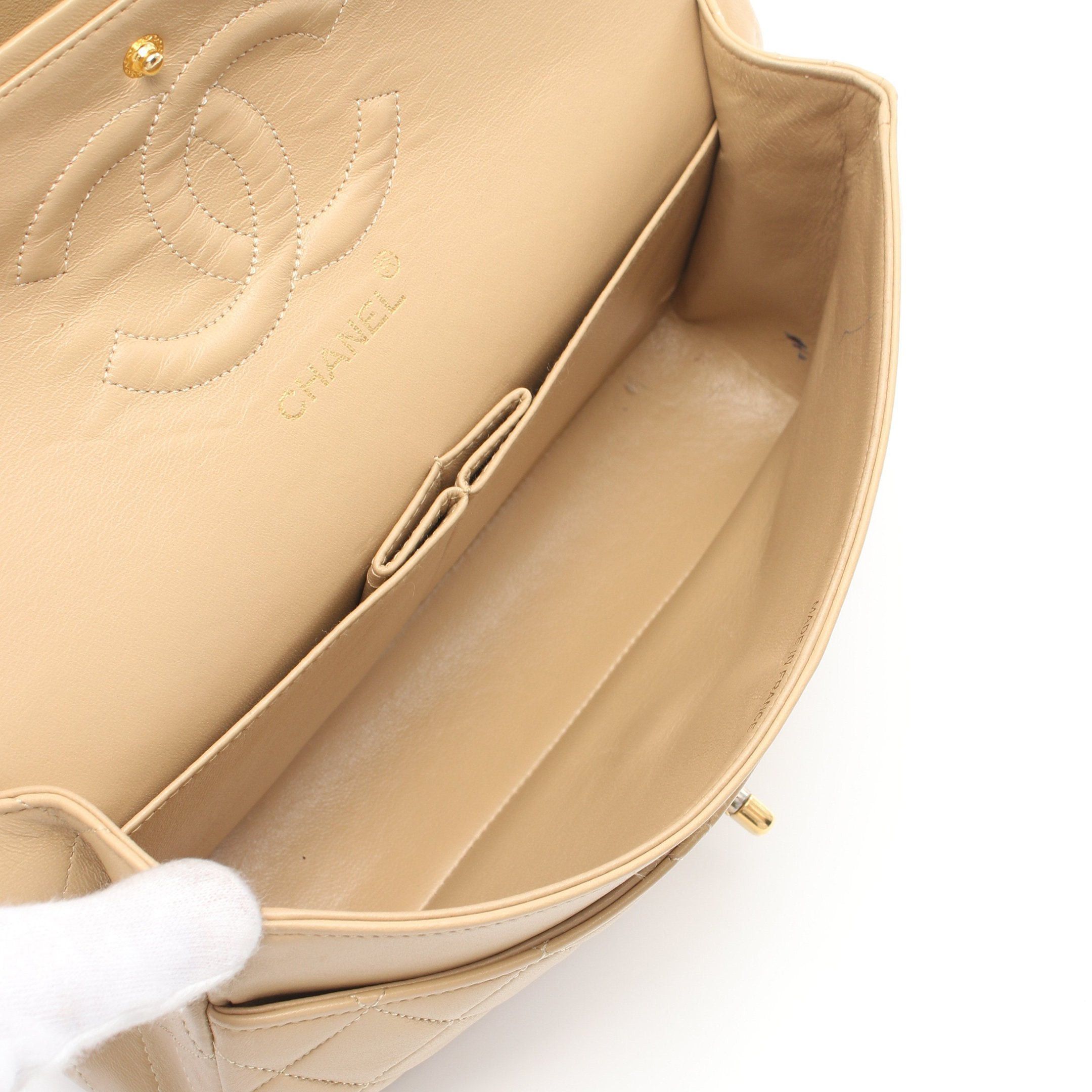 Chanel Chanel Matelasse Double Flap Chain Shoulder Bag Lambskin Beige Gold Hardware Size ONE SIZE - 3 Thumbnail