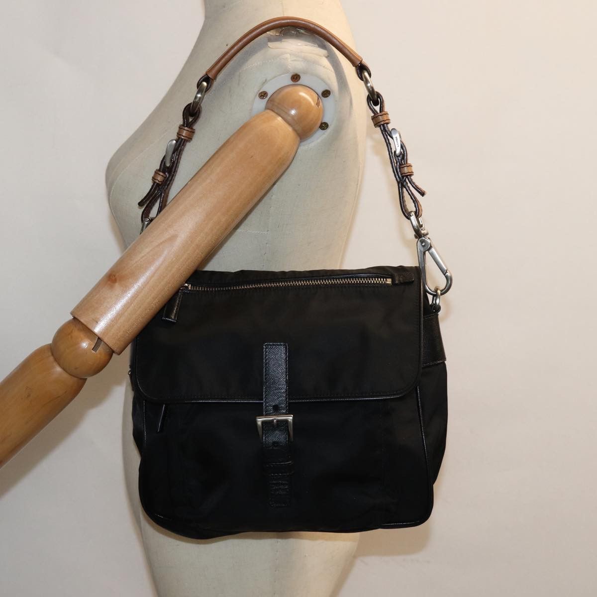Prada Tessuto Black Synthetic Shoulder Bag (Pre-Owned) Size ONE SIZE - 8 Thumbnail