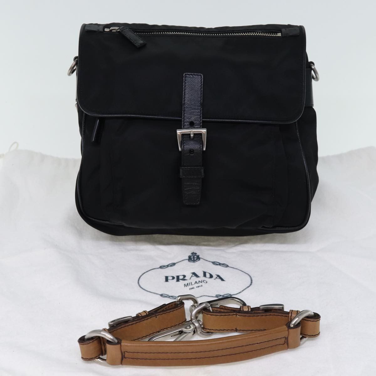 Prada Tessuto Black Synthetic Shoulder Bag (Pre-Owned) Size ONE SIZE - 9 Thumbnail