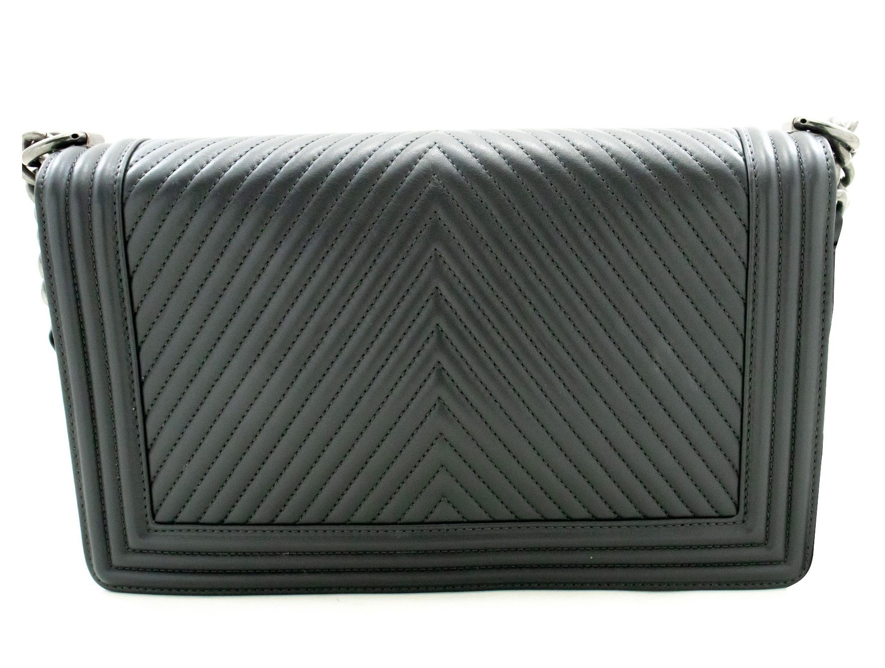 Chanel Boy Grey Leather Shoulder Bag (Pre-Owned) Size ONE SIZE - 2 Thumbnail