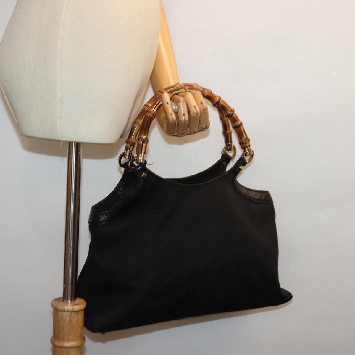 Gucci Bamboo Black Canvas Handbag (Pre-Owned) Size ONE SIZE - 7 Thumbnail