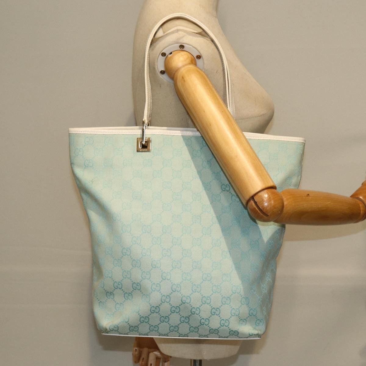 Gucci Gg Canvas Blue Canvas Tote Bag (Pre-Owned) Size ONE SIZE - 7 Thumbnail