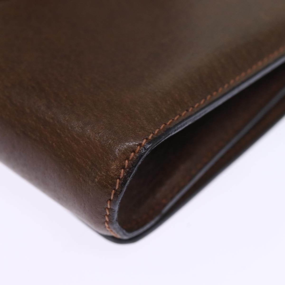 Sherry Brown Leather Clutch Bag (Pre-Owned)