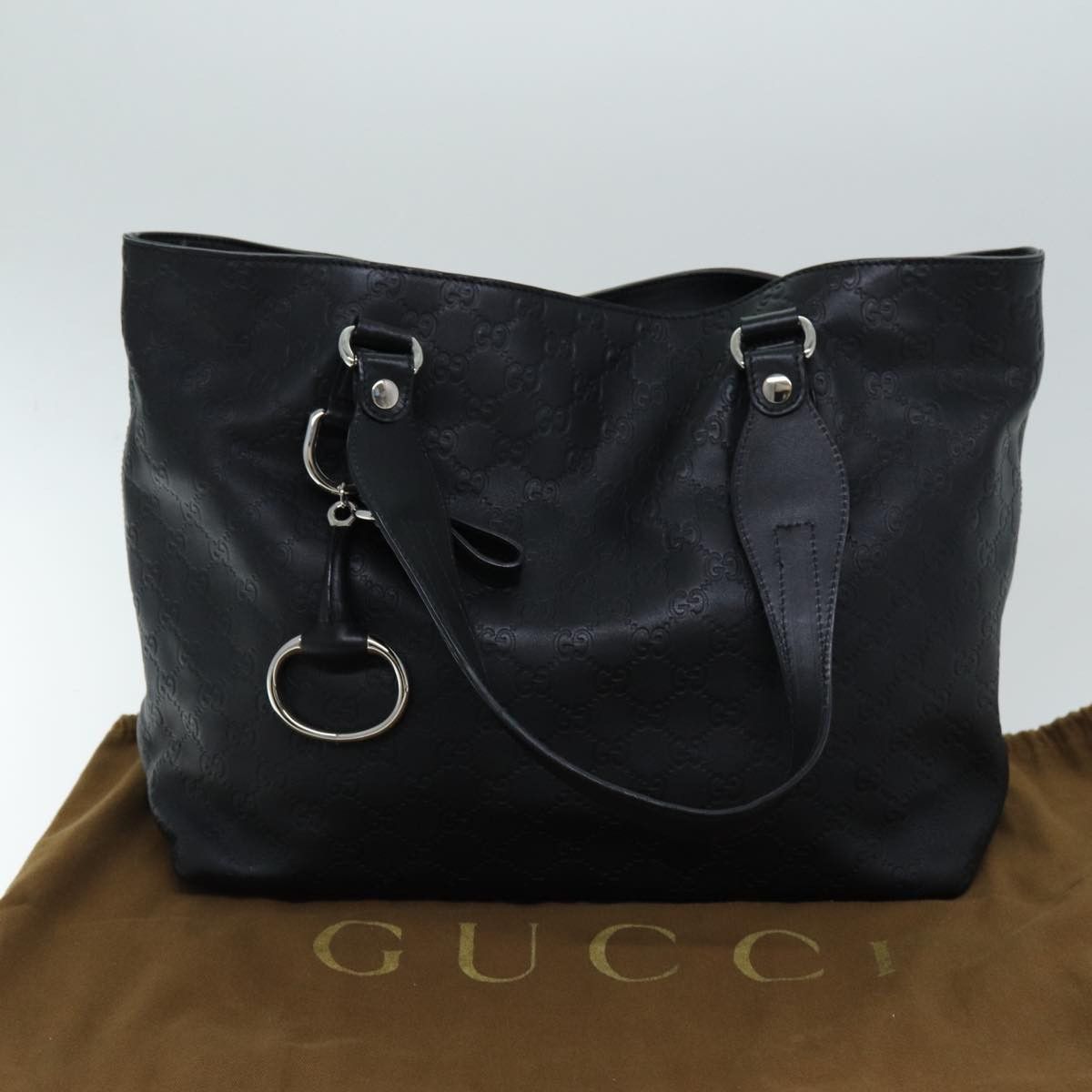 Gucci Horsebit Black Canvas Tote Bag (Pre-Owned) Size ONE SIZE - 8 Thumbnail
