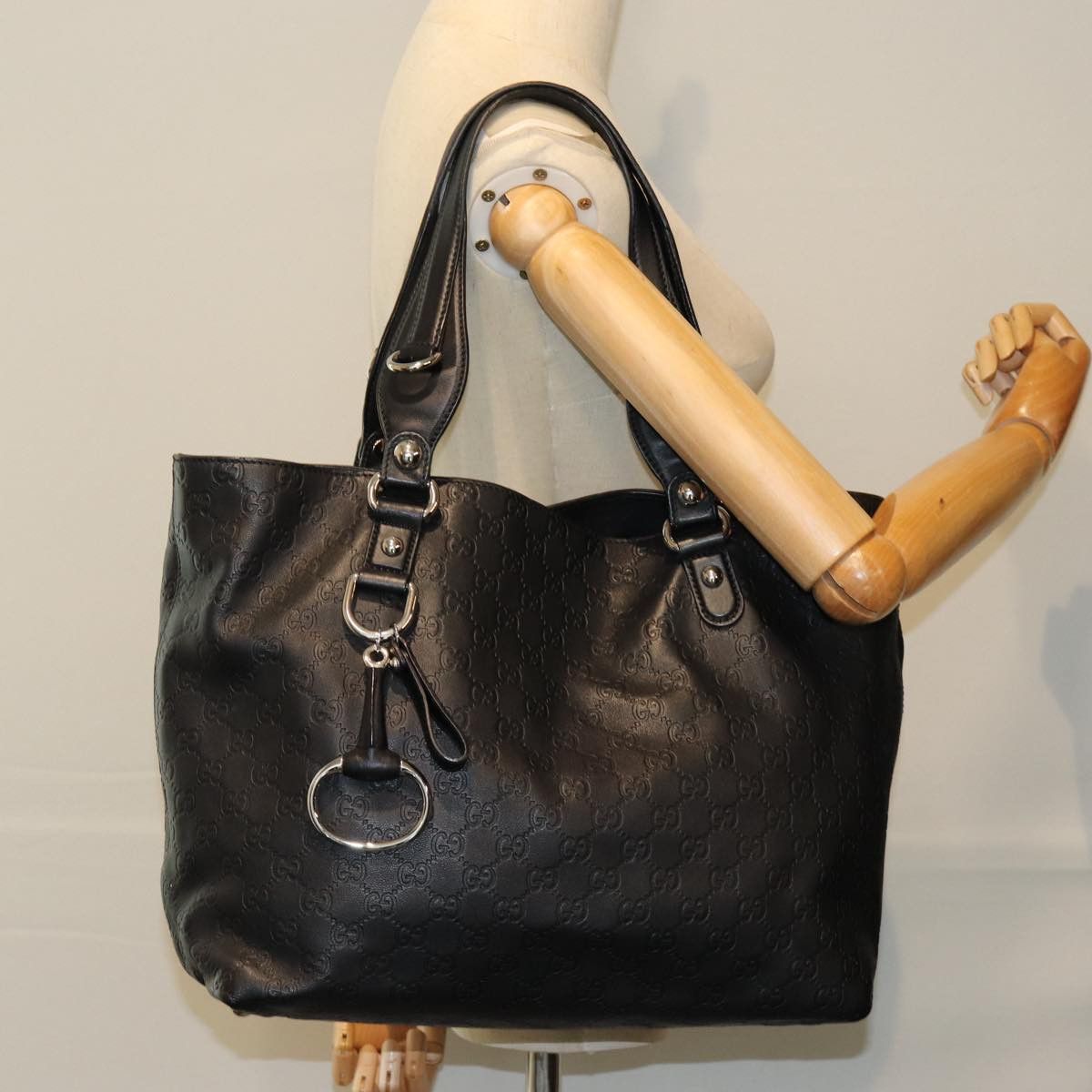 Gucci Horsebit Black Canvas Tote Bag (Pre-Owned) Size ONE SIZE - 7 Thumbnail