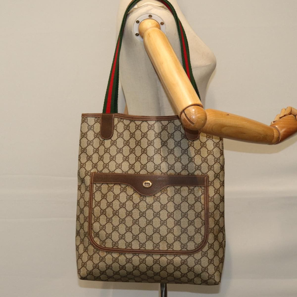 Gucci Shima Line Beige Canvas Tote Bag (Pre-Owned) Size ONE SIZE - 7 Thumbnail