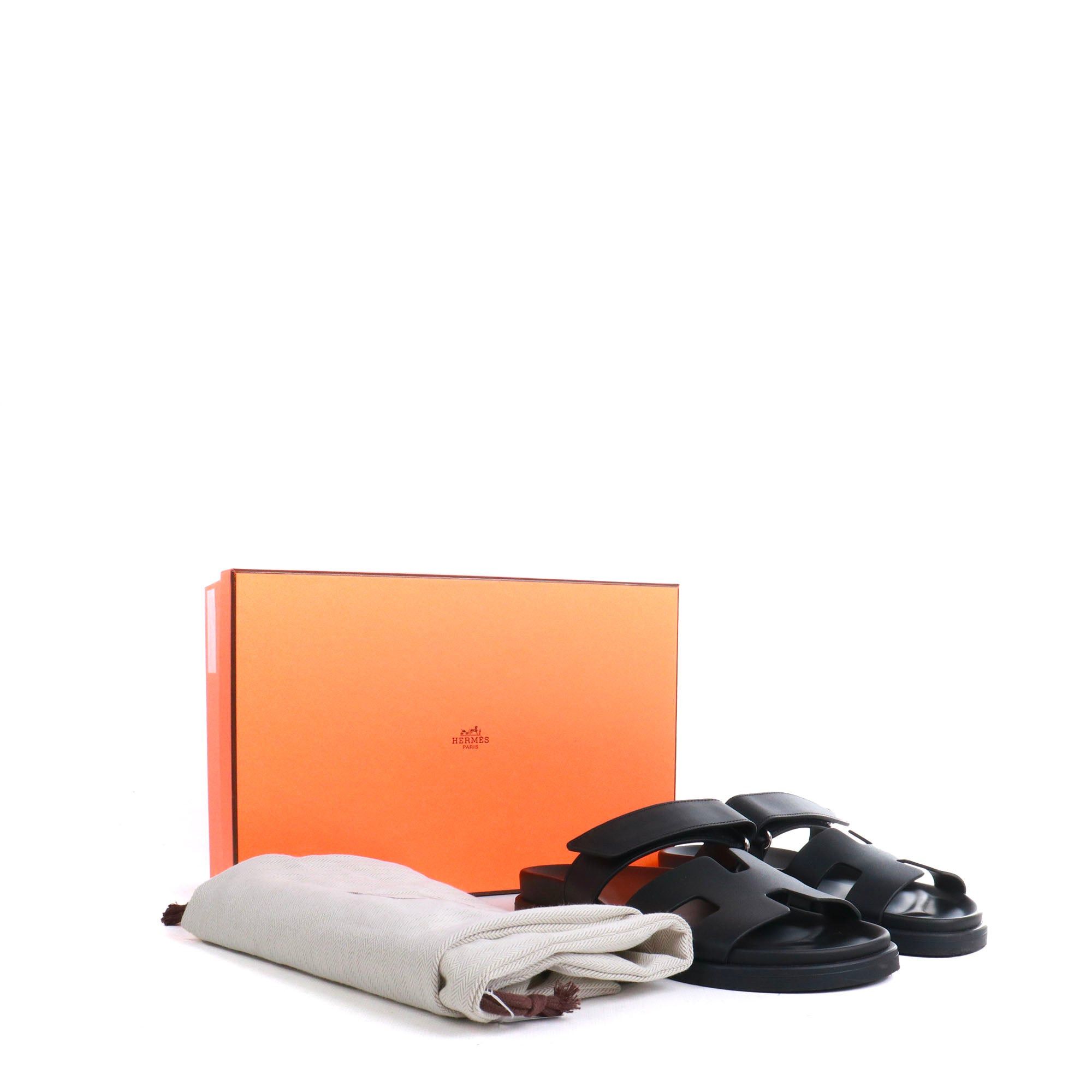 Hermes HERMÈS - Chypre Hermès sandals in black smooth leather (T36) Size US 5 / IT 35 - 7 Thumbnail