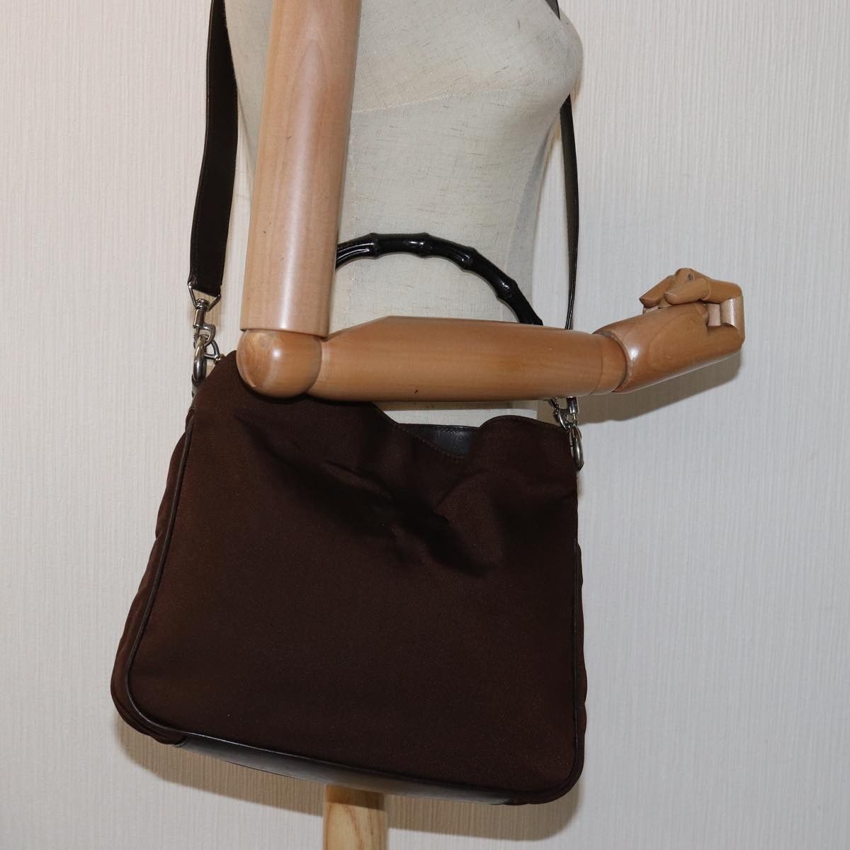 Gucci Bamboo Brown Canvas Handbag (Pre-Owned) Size ONE SIZE - 7 Thumbnail