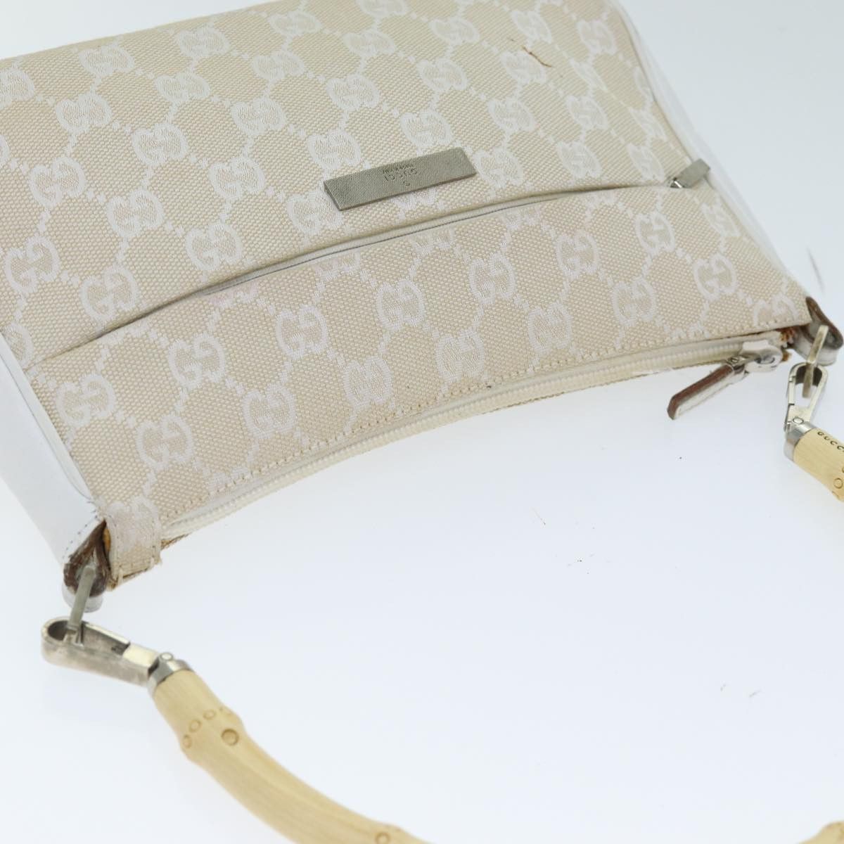 Gucci Bamboo White Canvas Handbag (Pre-Owned) Size ONE SIZE - 4 Thumbnail