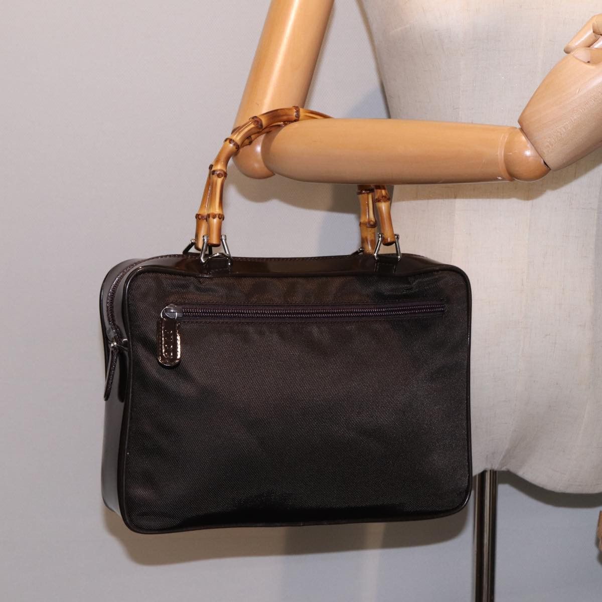 Gucci Bamboo Brown Canvas Handbag (Pre-Owned) Size ONE SIZE - 7 Thumbnail