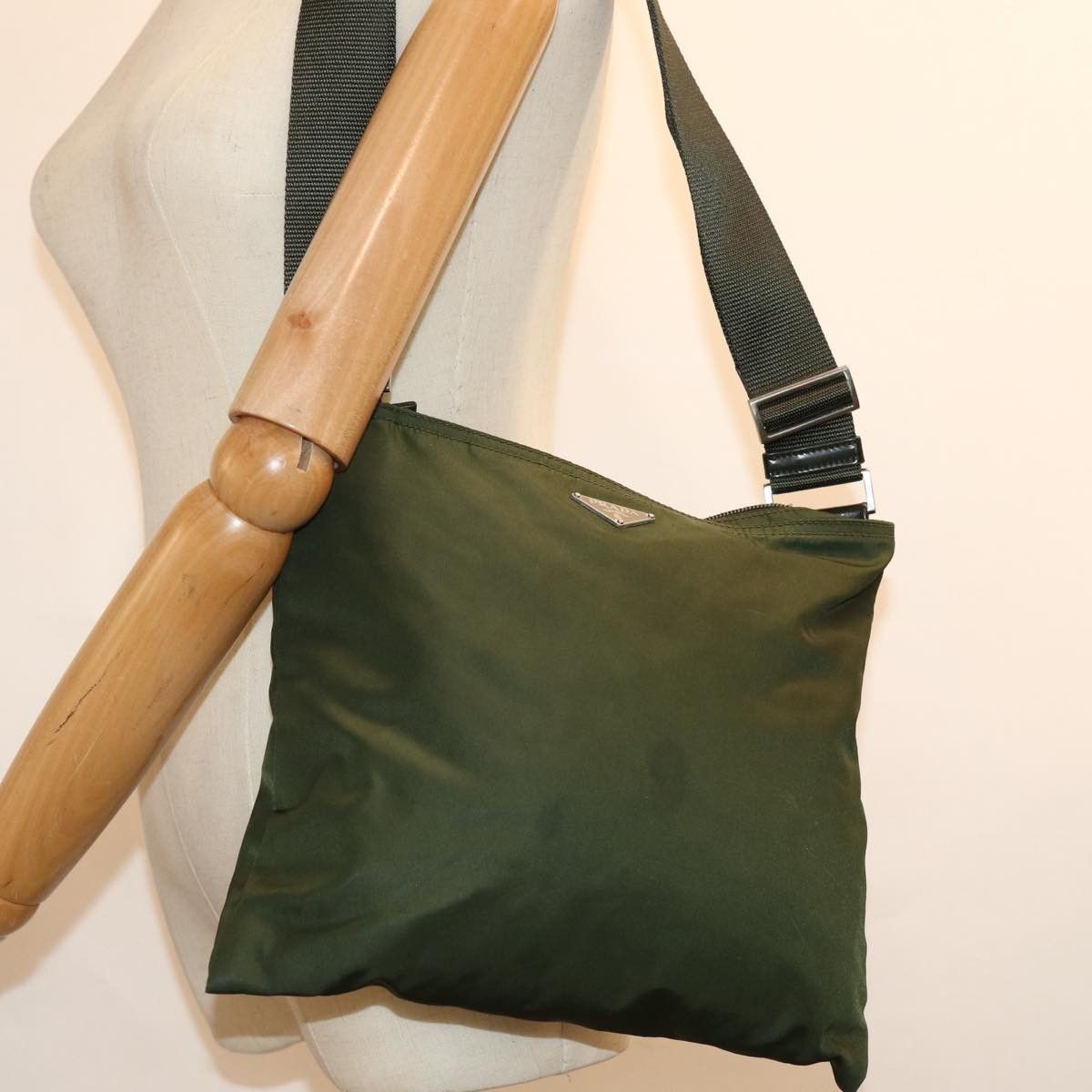 Prada Tessuto Khaki Synthetic Shoulder Bag (Pre-Owned) Size ONE SIZE - 7 Thumbnail