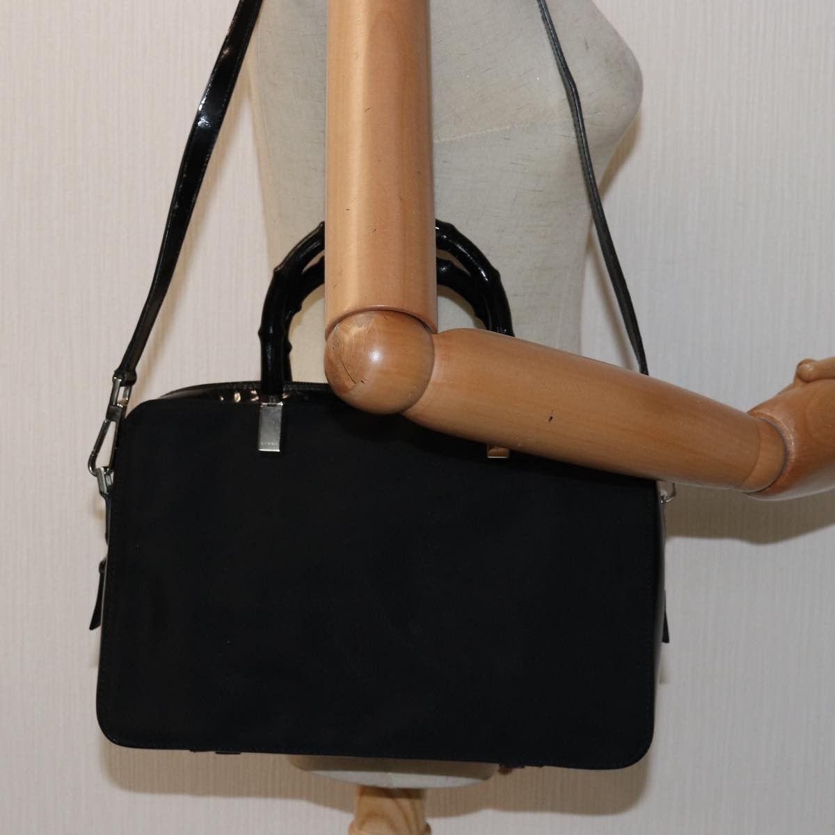 Gucci Bamboo Black Canvas Handbag (Pre-Owned) Size ONE SIZE - 7 Thumbnail
