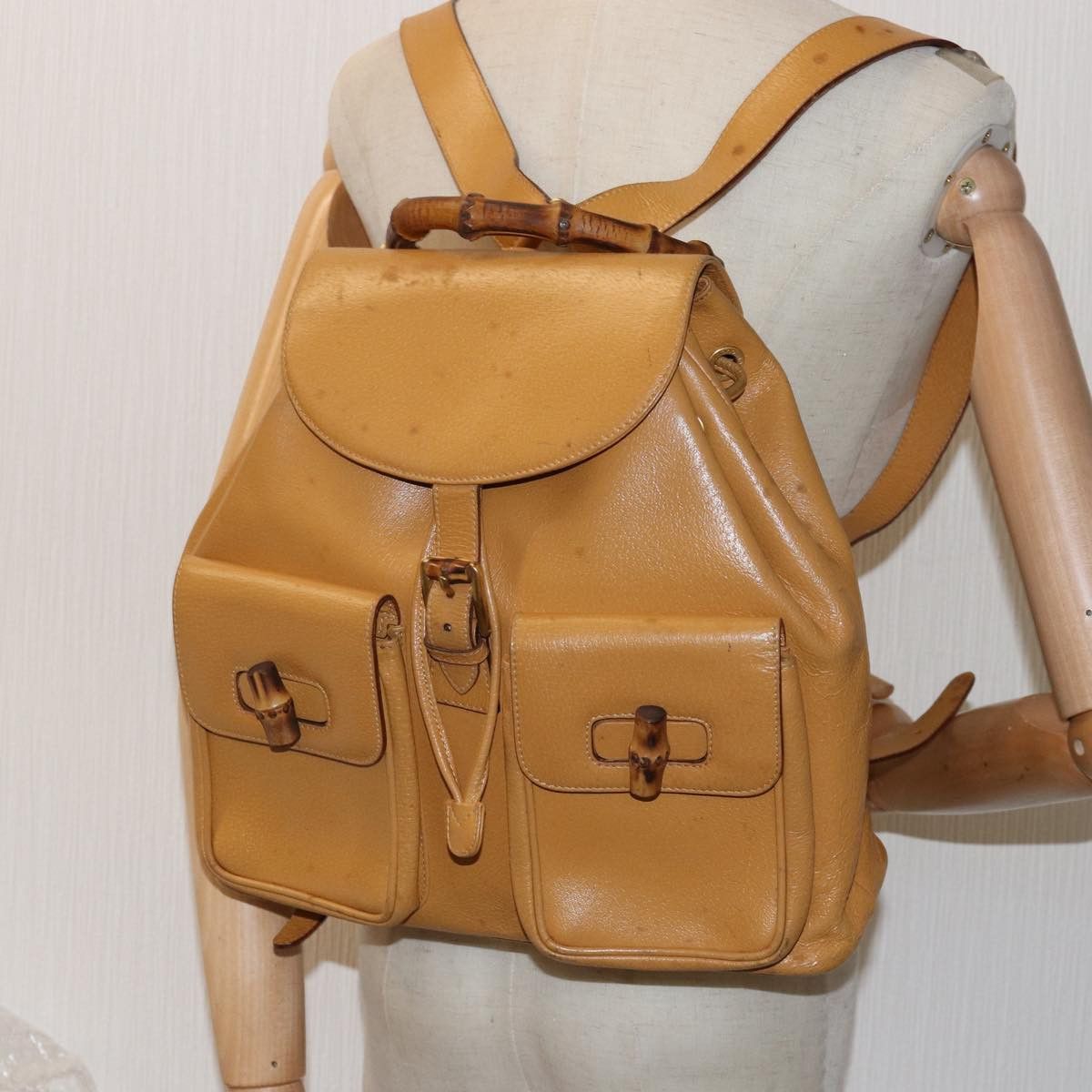 Gucci Bamboo Yellow Leather Backpack Bag (Pre-Owned) Size ONE SIZE - 7 Thumbnail