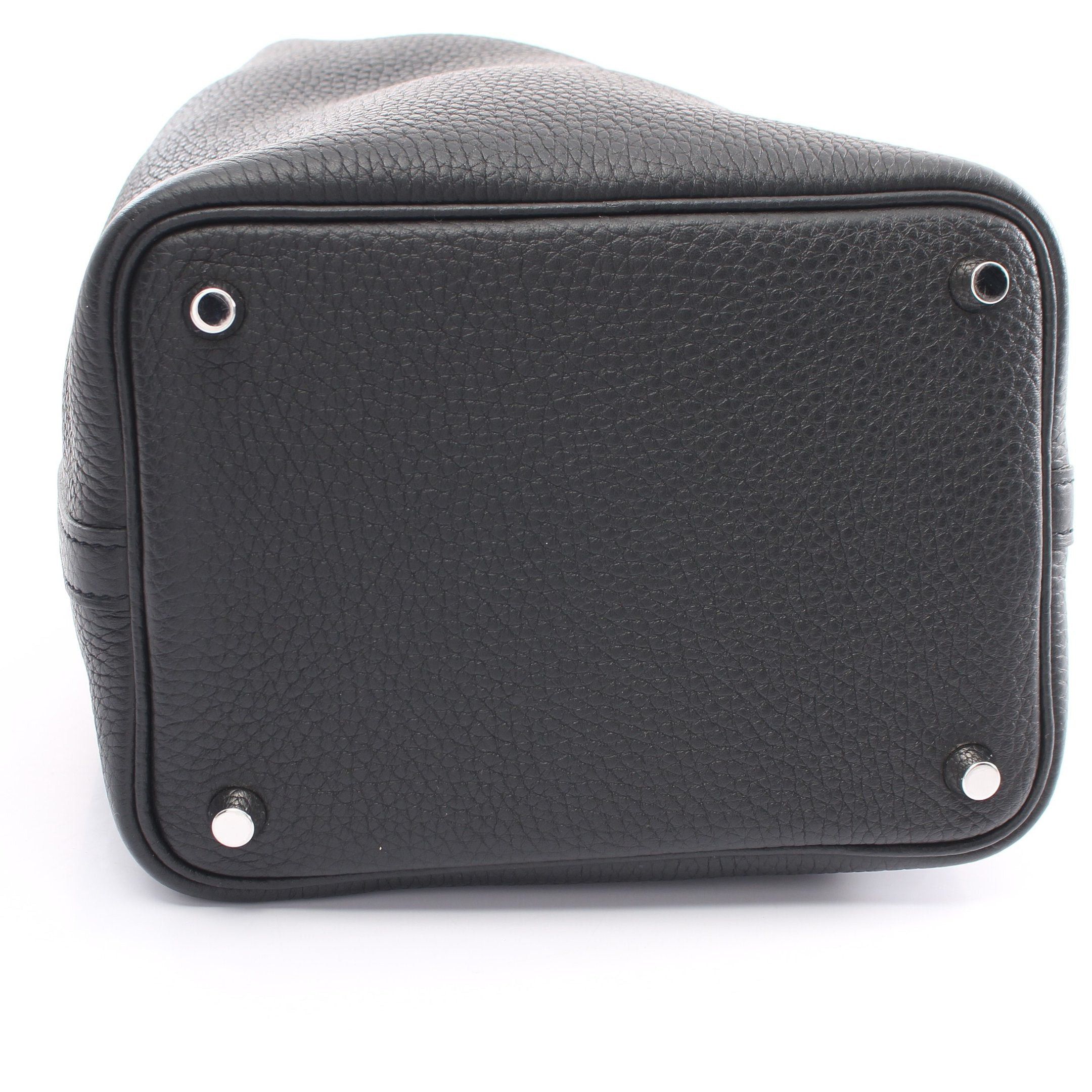 Hermes Hermes Picotan Lock Pm Handbag Clemence Leather Black Silver Hardware Z Stamp Size ONE SIZE - 10 Thumbnail