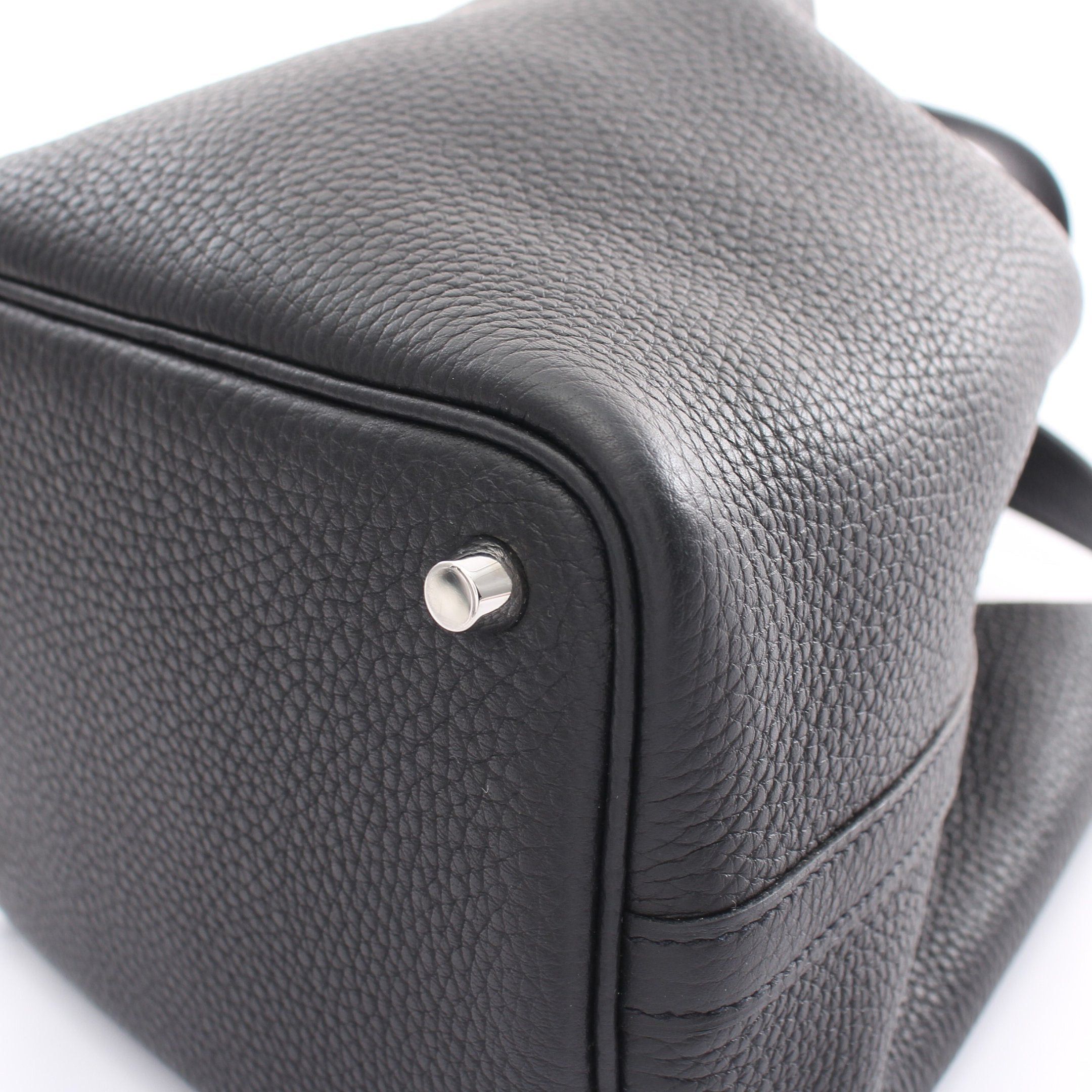 Hermes Hermes Picotan Lock Pm Handbag Clemence Leather Black Silver Hardware Z Stamp Size ONE SIZE - 9 Thumbnail