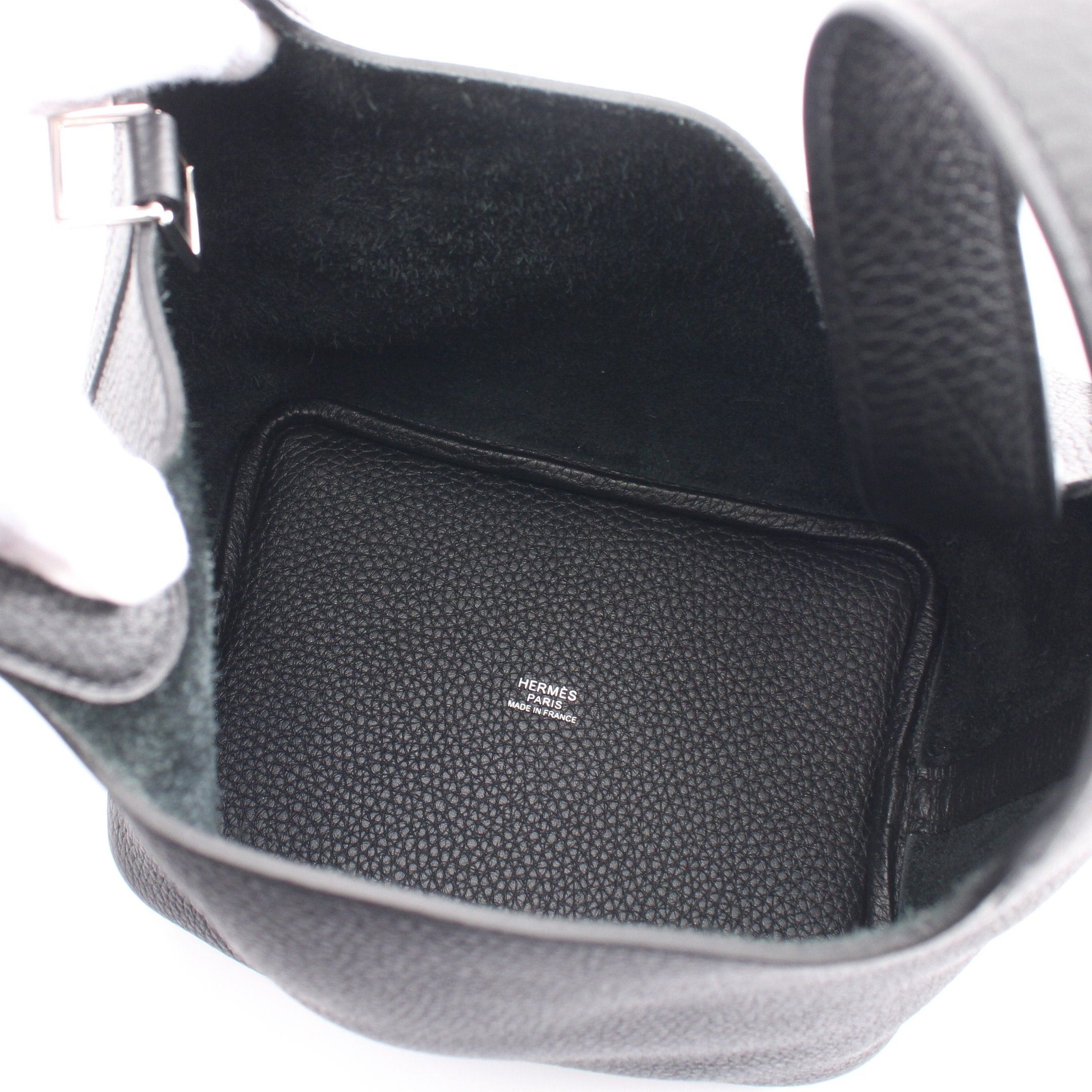 Hermes Hermes Picotan Lock Pm Handbag Clemence Leather Black Silver Hardware Z Stamp Size ONE SIZE - 3 Thumbnail