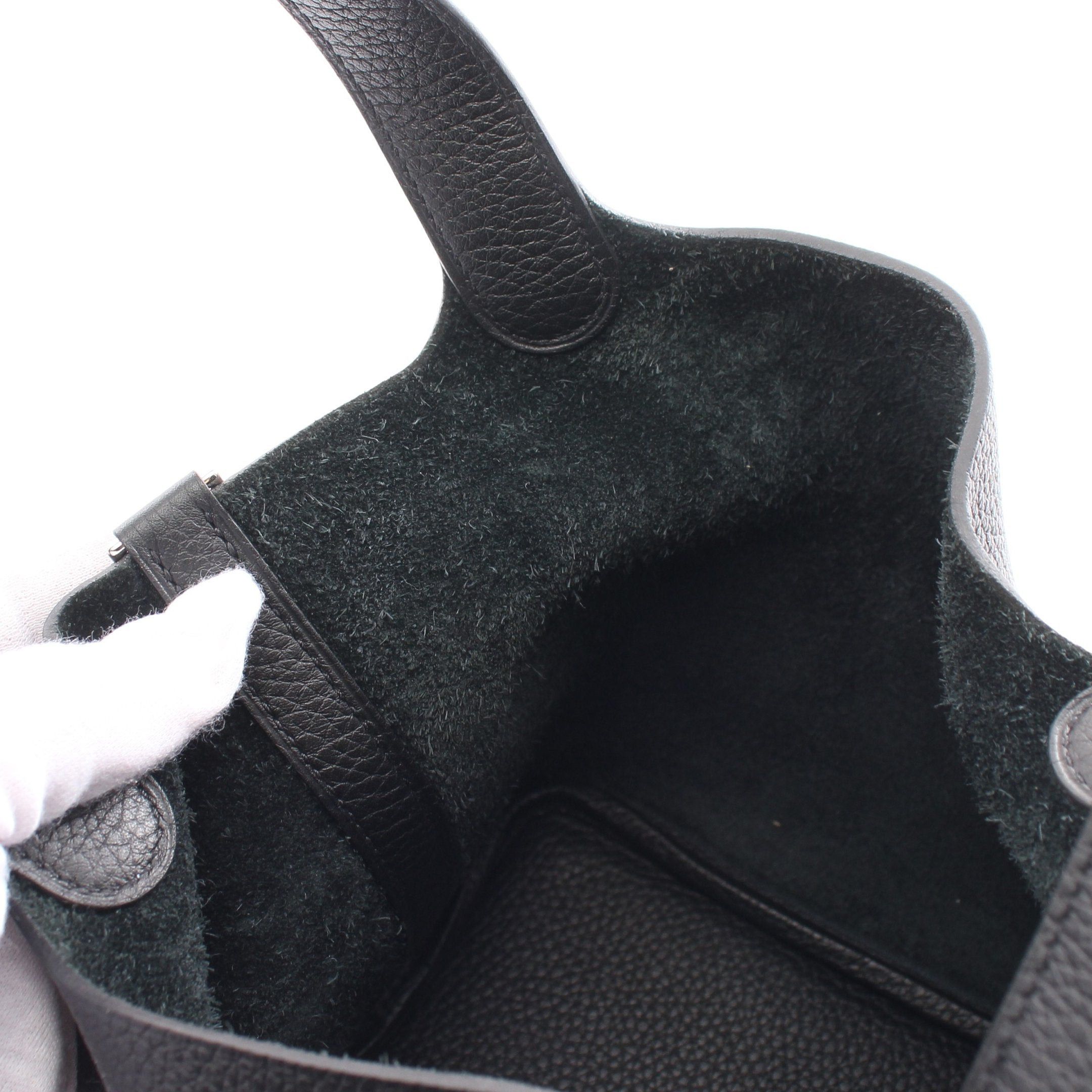 Hermes Hermes Picotan Lock Pm Handbag Clemence Leather Black Silver Hardware Z Stamp Size ONE SIZE - 6 Thumbnail