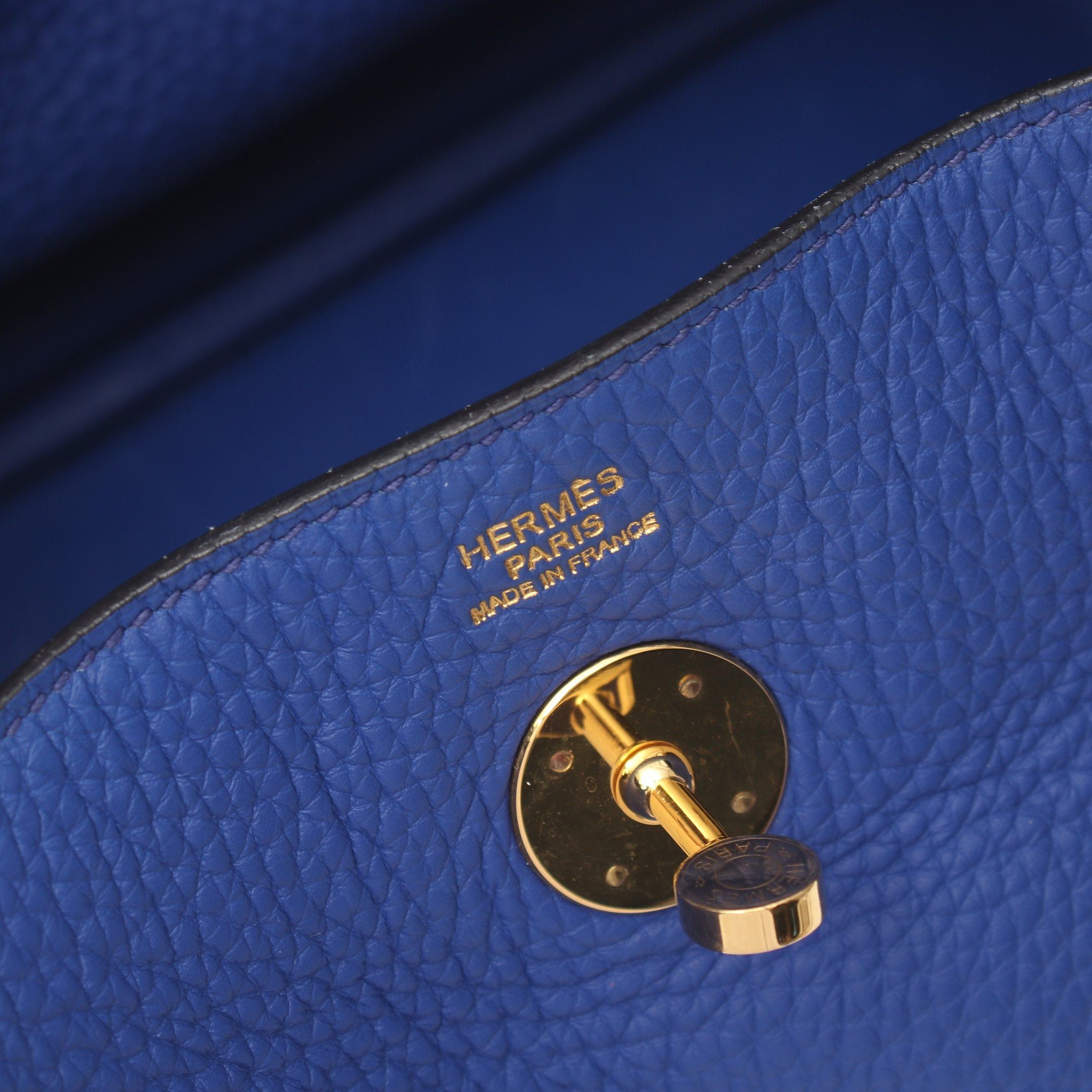 Hermes Hermes Lindy 30 Blue Electric Shoulder Bag Clemence Leather Gold Hardware □O Stamp Size ONE SIZE - 4 Thumbnail