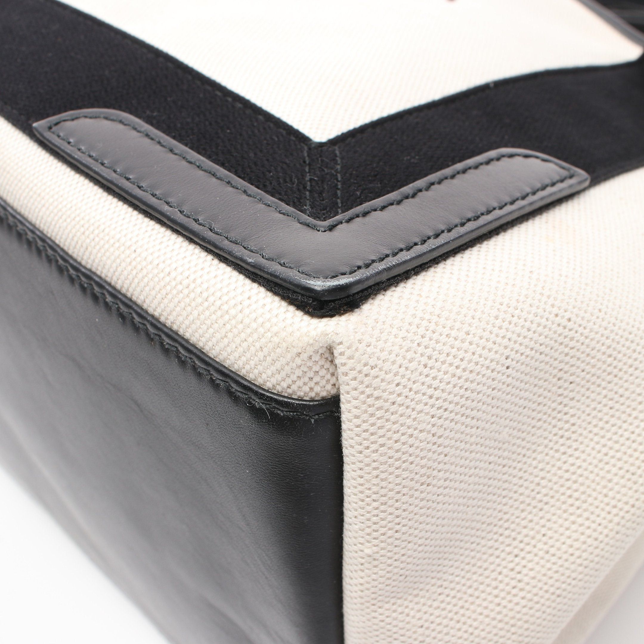 Balenciaga Balenciaga Navy Cabas S Hippopotamus Handbag Tote Bag Canvas Leather Ivory Black Size ONE SIZE - 9 Thumbnail