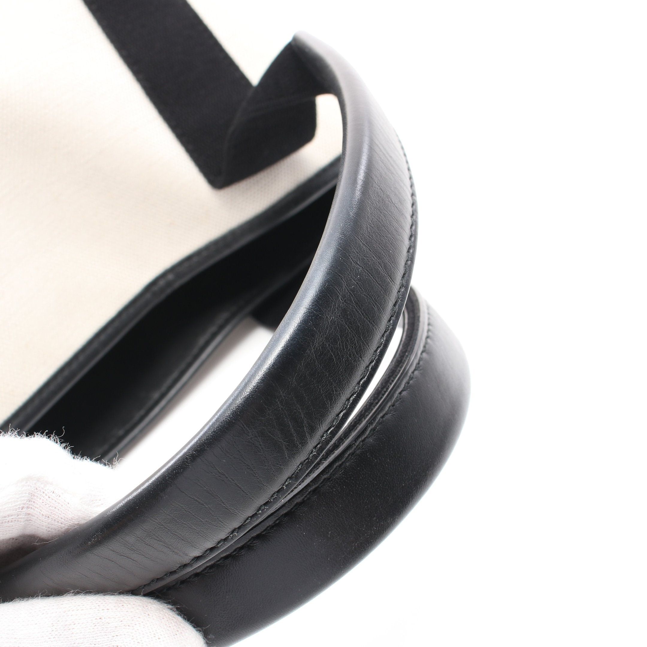 Balenciaga Balenciaga Navy Cabas S Hippopotamus Handbag Tote Bag Canvas Leather Ivory Black Size ONE SIZE - 6 Thumbnail