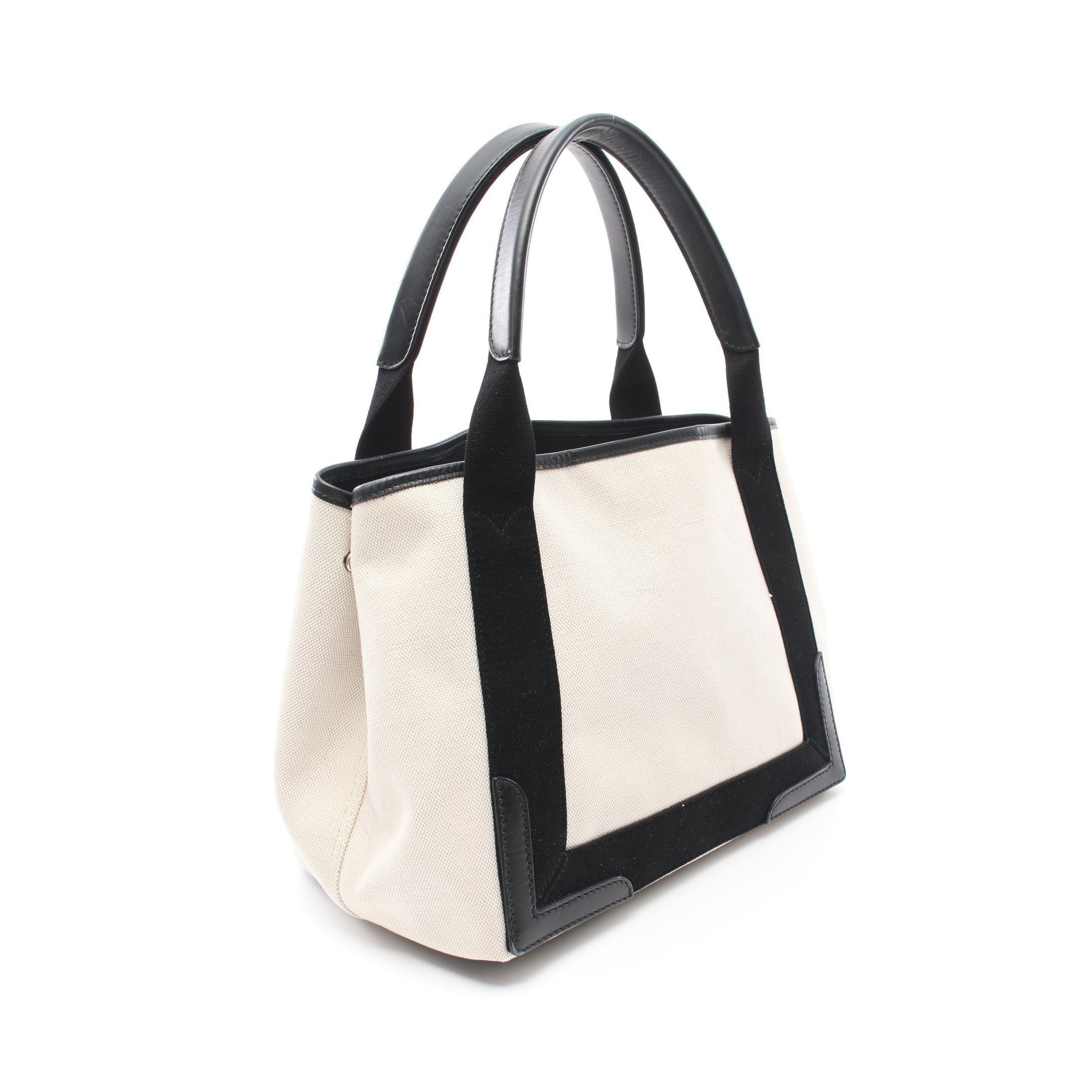 Balenciaga Balenciaga Navy Cabas S Hippopotamus Handbag Tote Bag Canvas Leather Ivory Black Size ONE SIZE - 2 Thumbnail