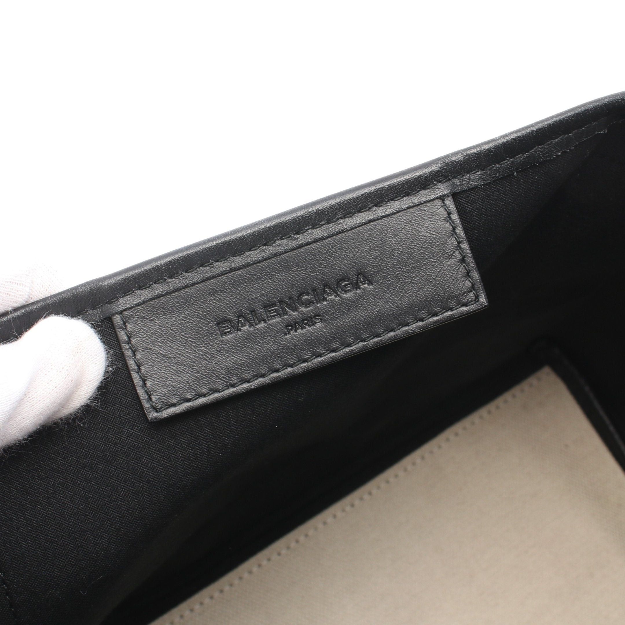 Balenciaga Balenciaga Navy Cabas S Hippopotamus Handbag Tote Bag Canvas Leather Ivory Black Size ONE SIZE - 4 Thumbnail