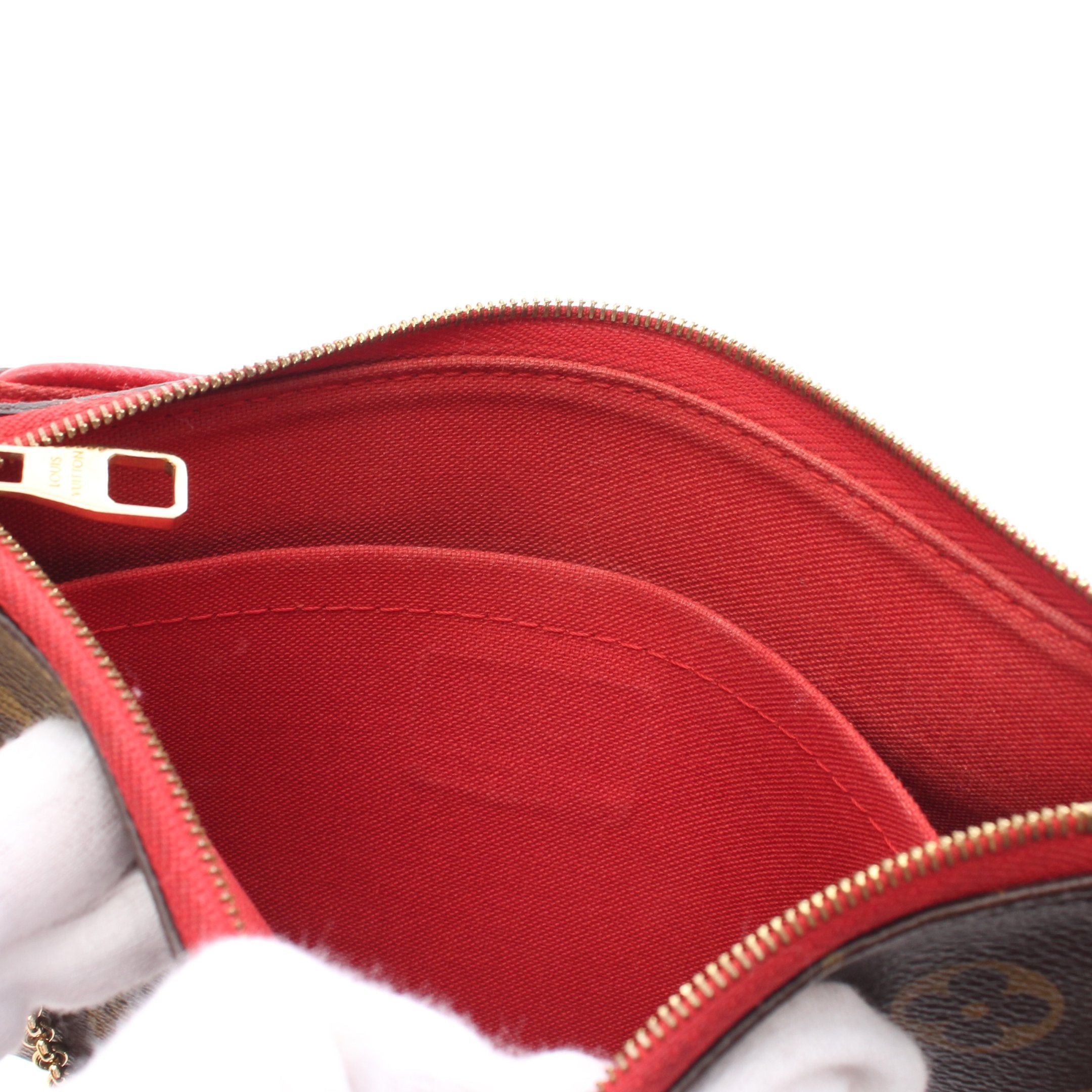 Louis Vuitton Louis Vuitton Pallas Clutch Monogram Cerise Chain Handbag Leather Brown Red Size ONE SIZE - 6 Thumbnail